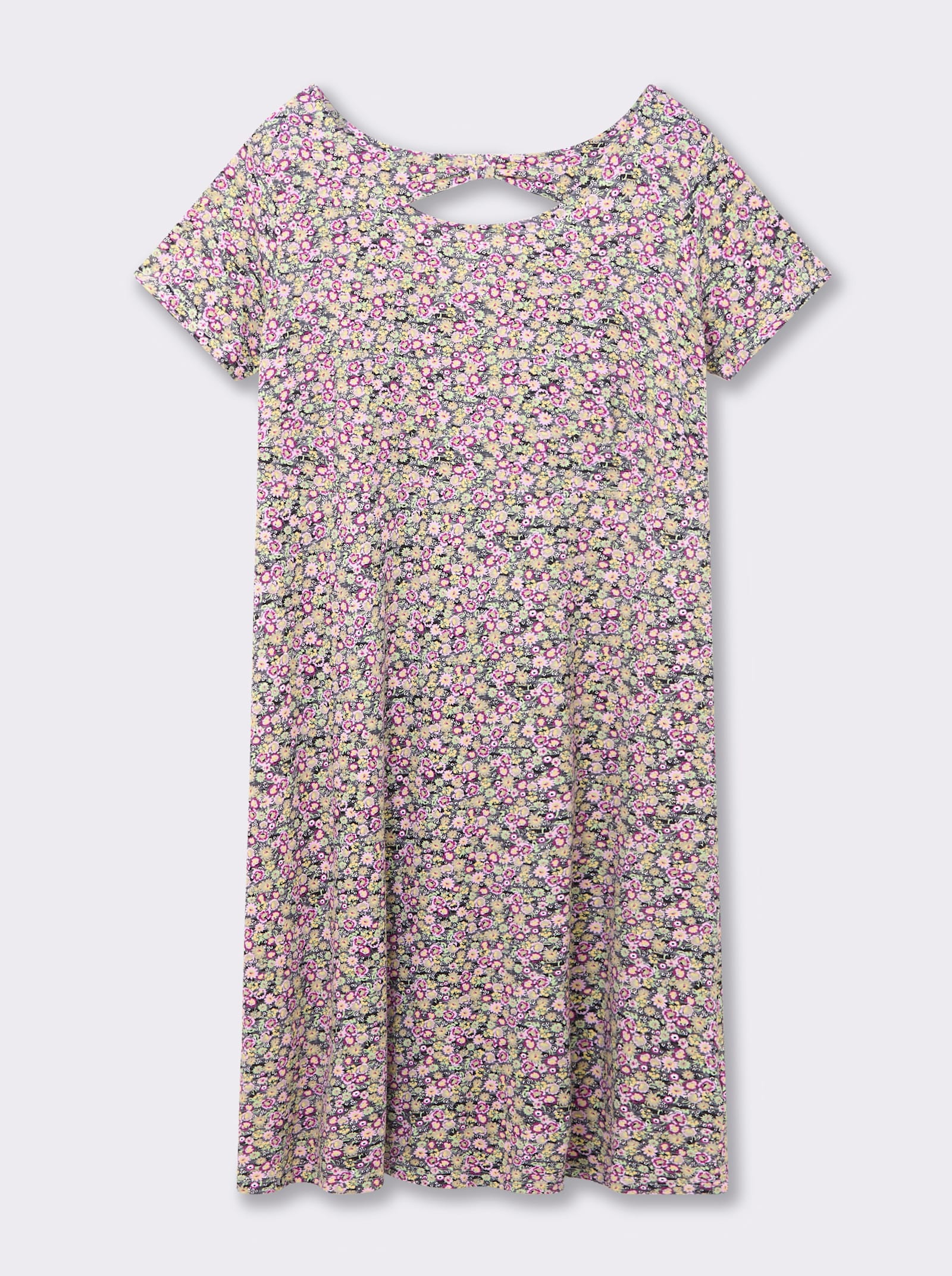 Jerseykleid mit Rücken-Ausschnitt - anthrazit-bedruckt