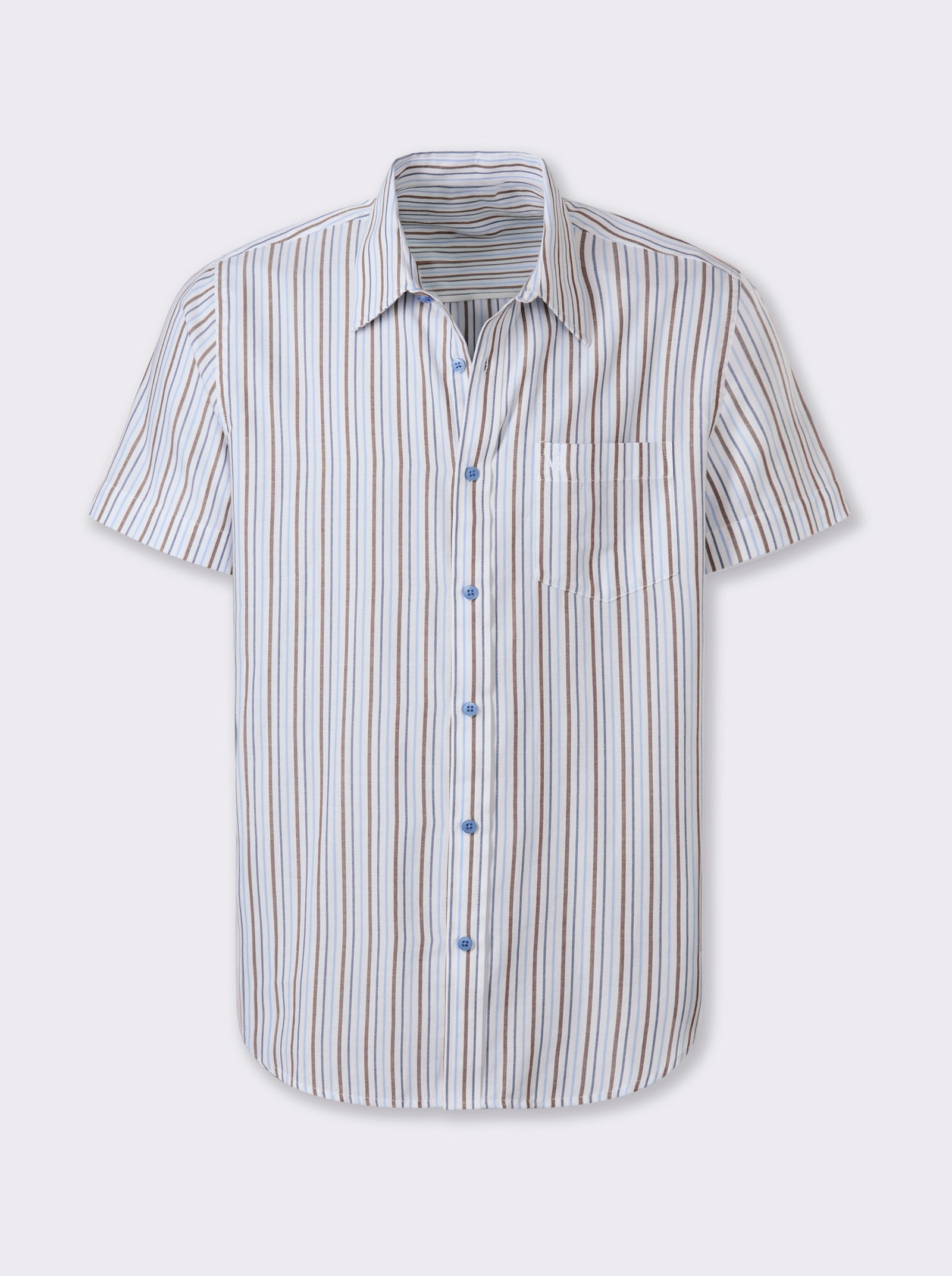 Marco Donati Kurzarmhemd , bügelfrei - braun-gestreift