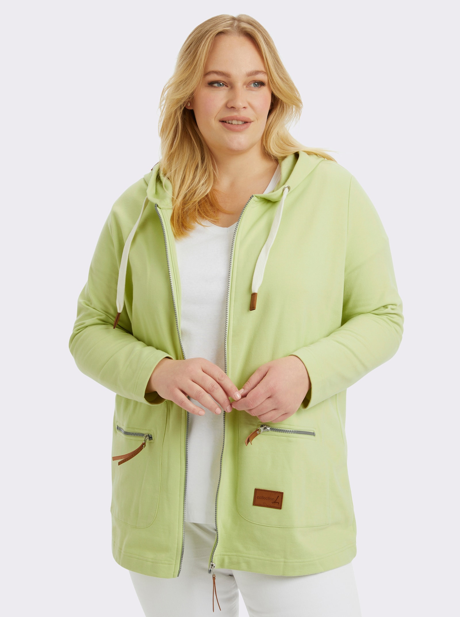 Sweatjacke in Longform - pistazie