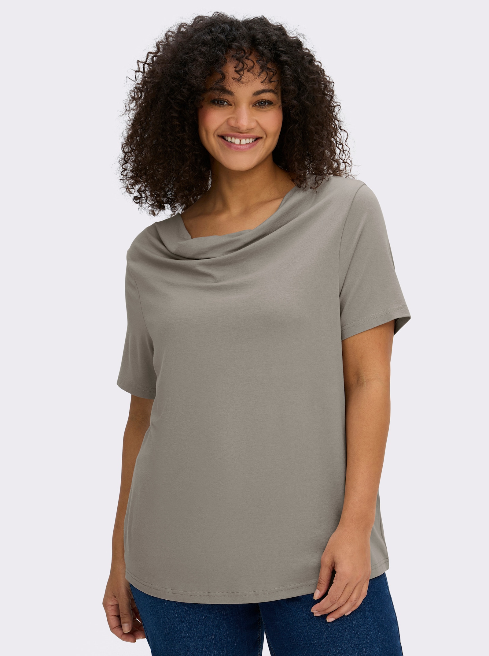 Wasserfallshirt mit kurzen Ärmeln - grau