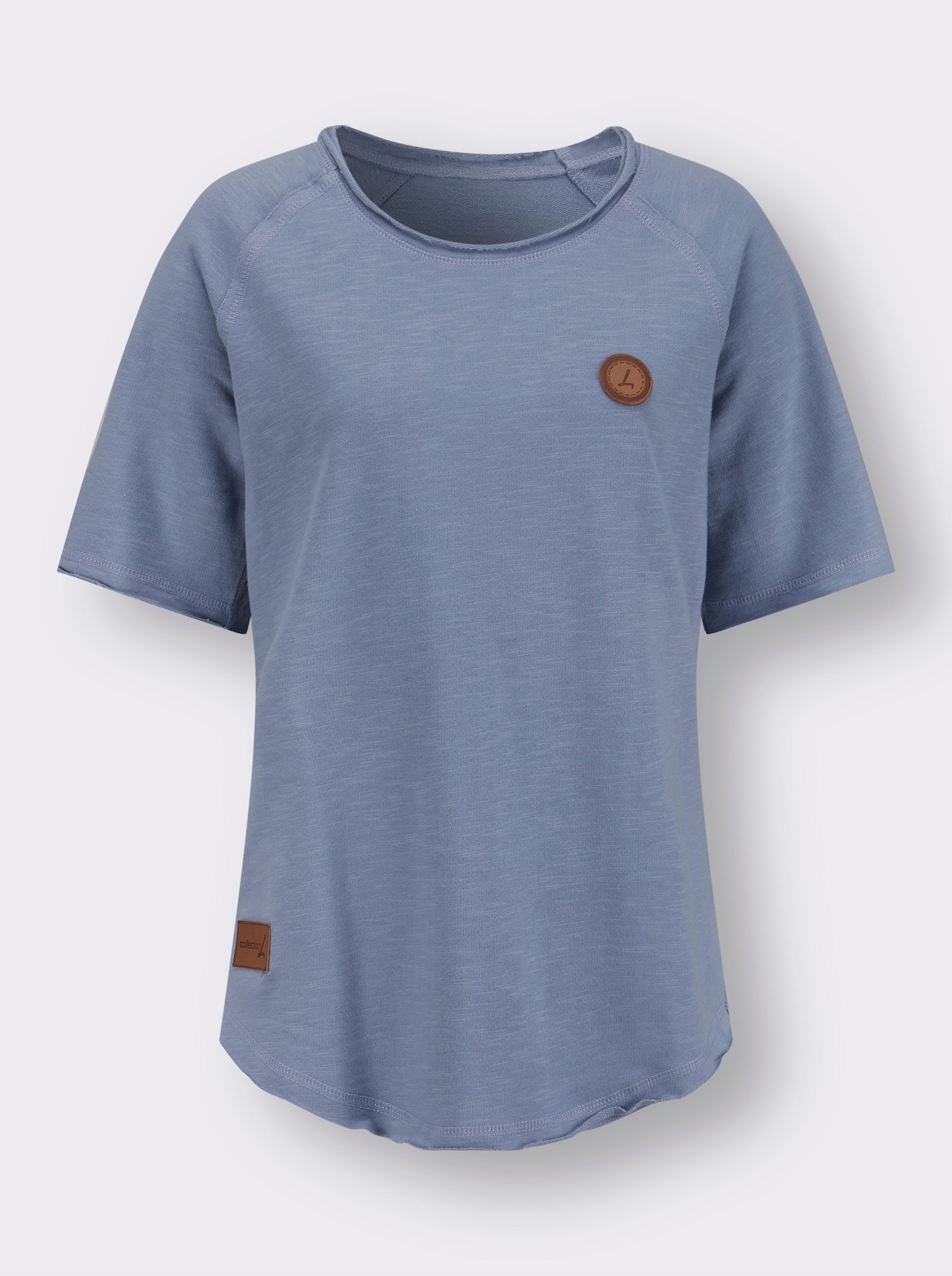 Sweatshirt mit offenen Kanten - taubenblau