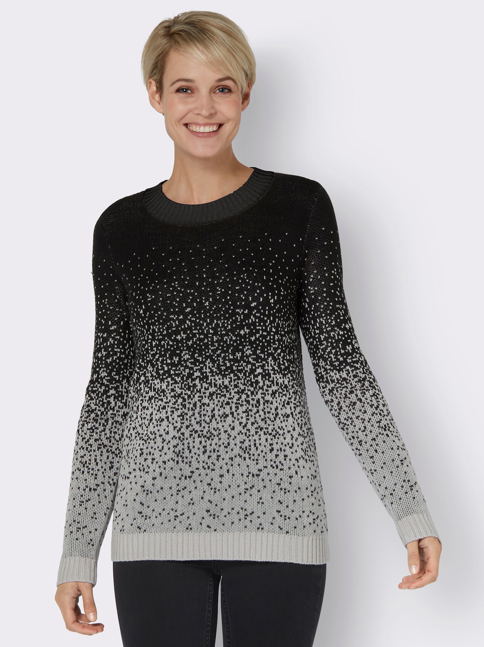 Jacquardpullover aus Jacquard-Strick - schwarz-gemustert