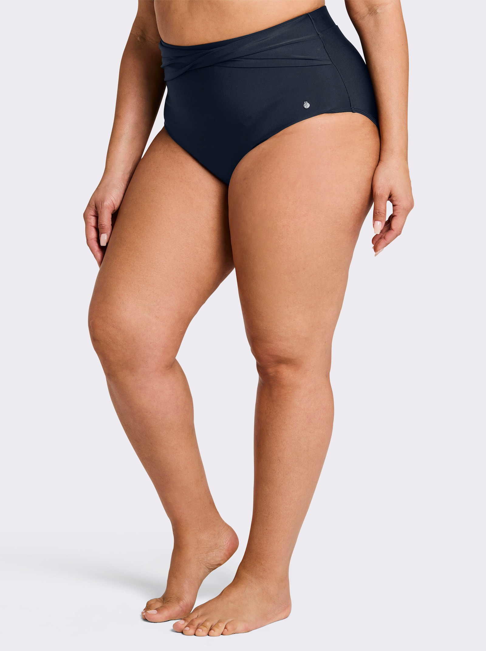 sheego Slip de bain avec détail cache-cœur et effet modelant - bleu foncé