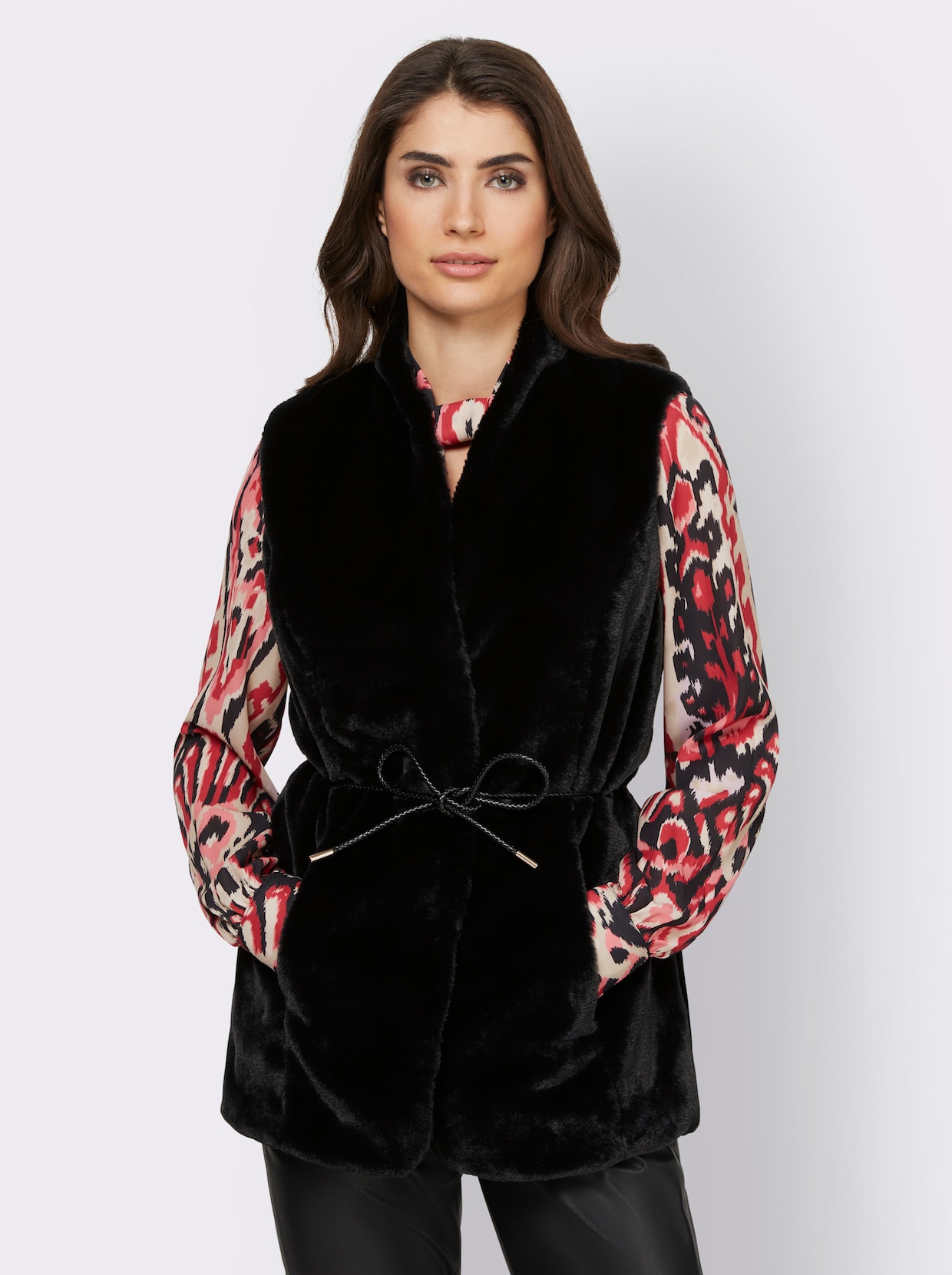 heine Gilet van imitatiebont - zwart