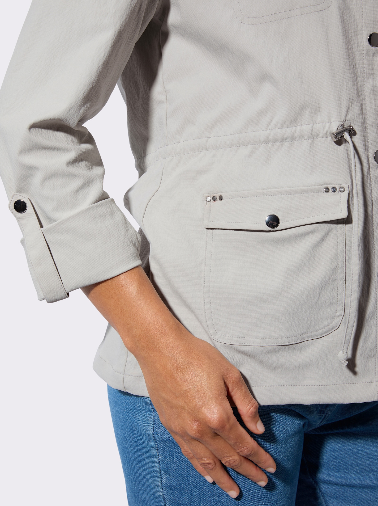 Blusenblazer mit Tunnelzug in der Taille - hellgrau