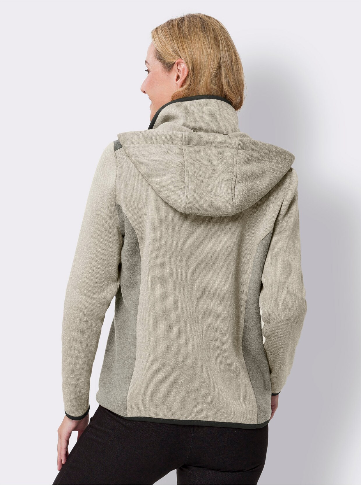 Strickfleecejacke - hellgrau-meliert
