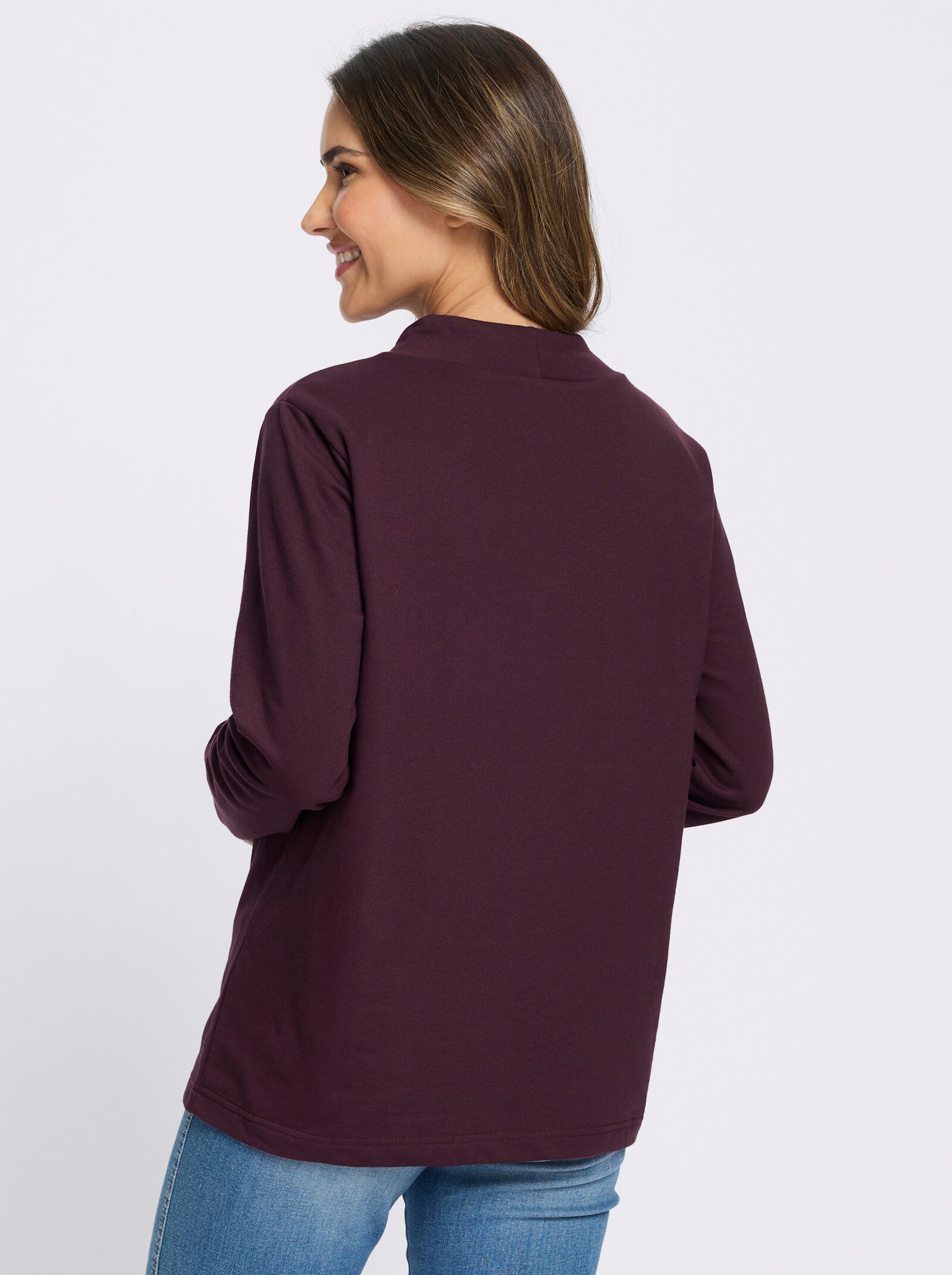 Sweatshirt mit Foliendruck - burgund-schwarz-bedruckt