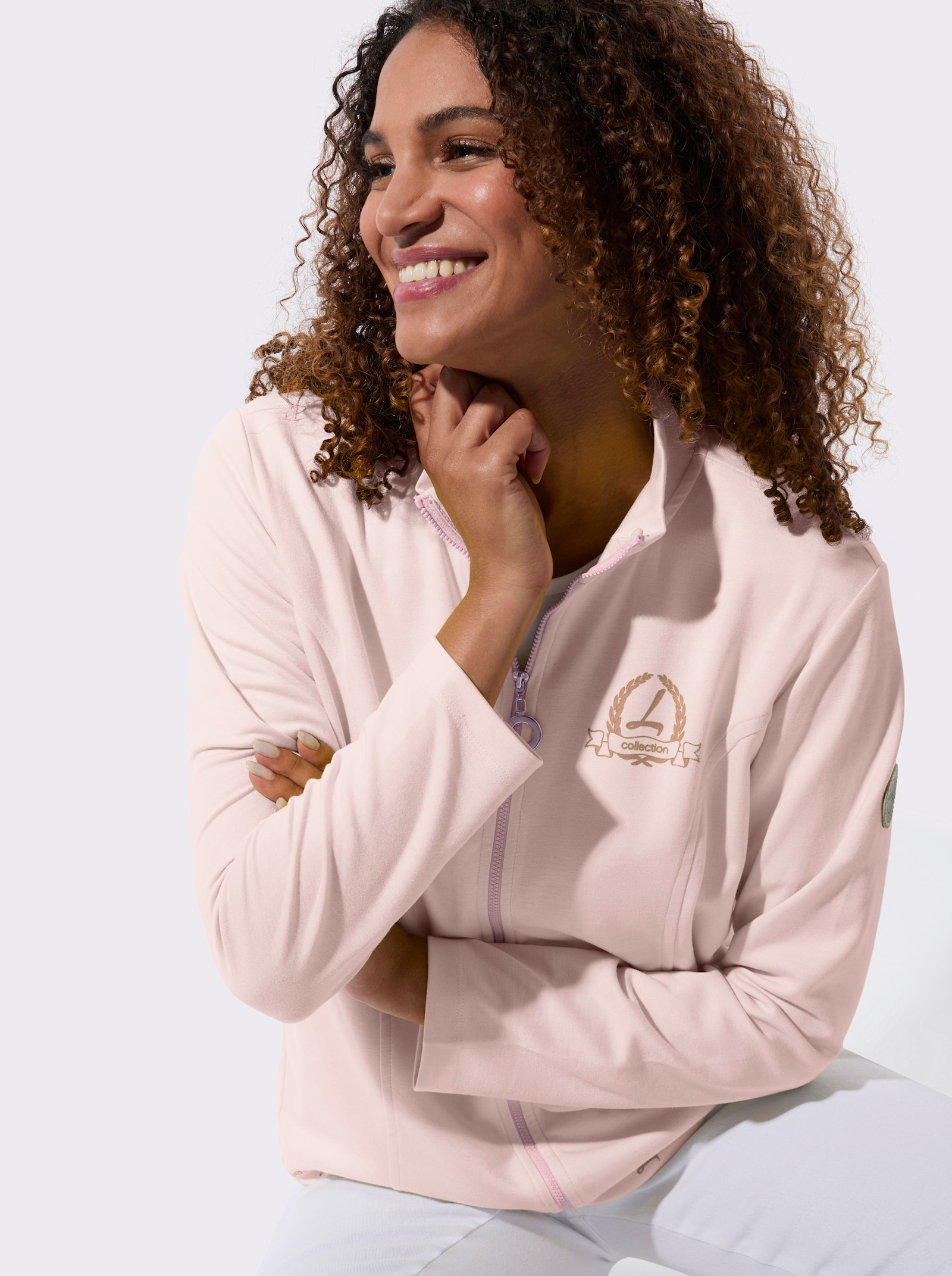 Shirtjasje met opstaande kraag - lichtroze