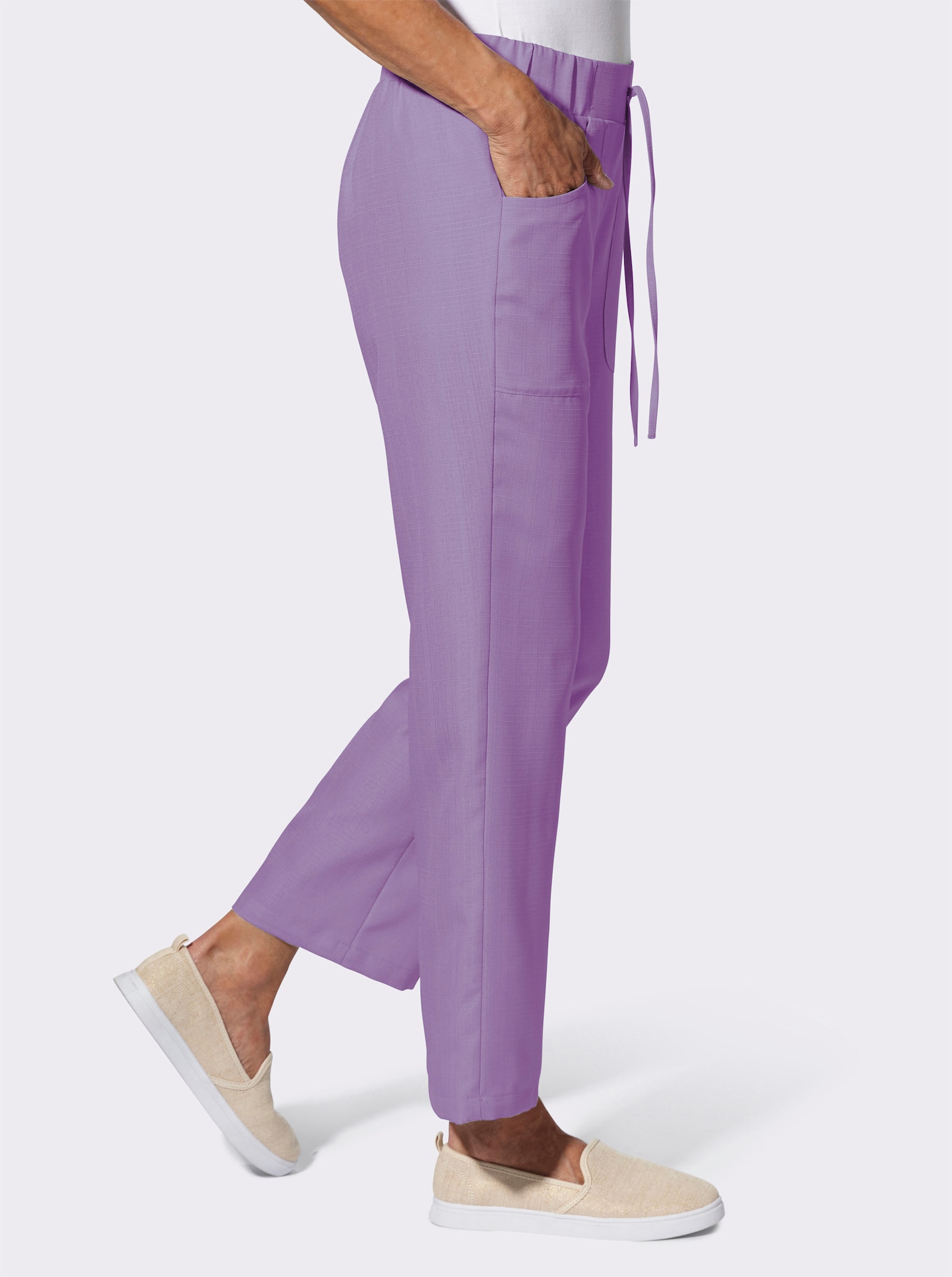 Schlupfhose in Leinen-Optik - lavendel