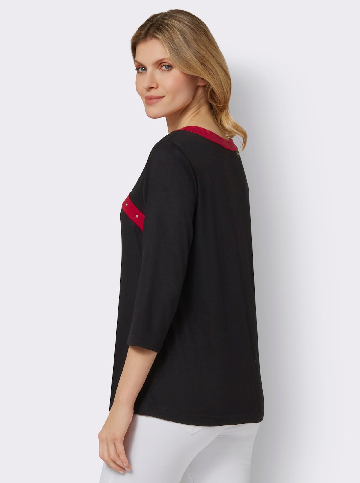 Shirt met 3/4-mouw - zwart/rood