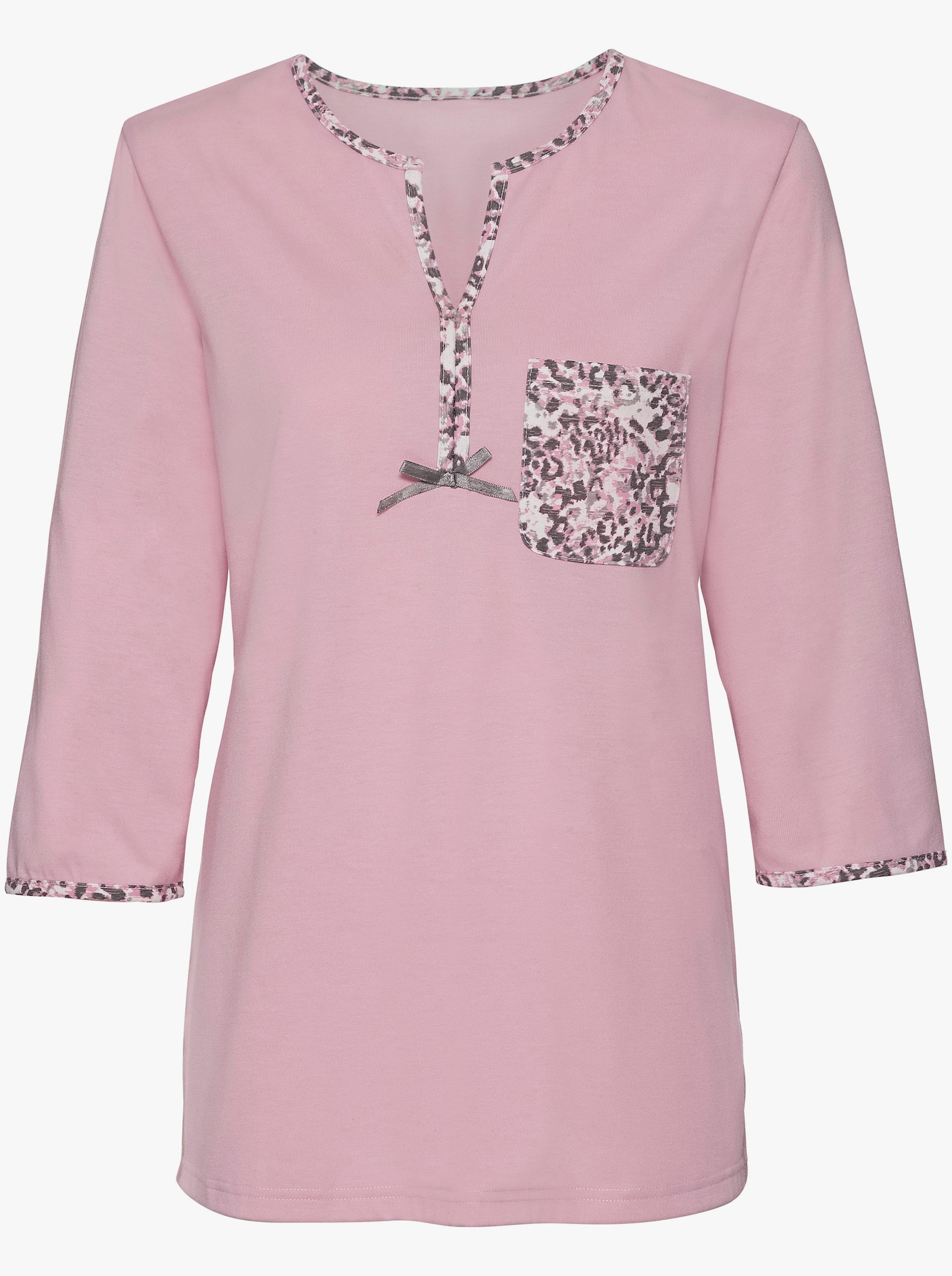 wäschepur Pyžamo se vzorovanou paspulkou - růžová-šedá-potisk