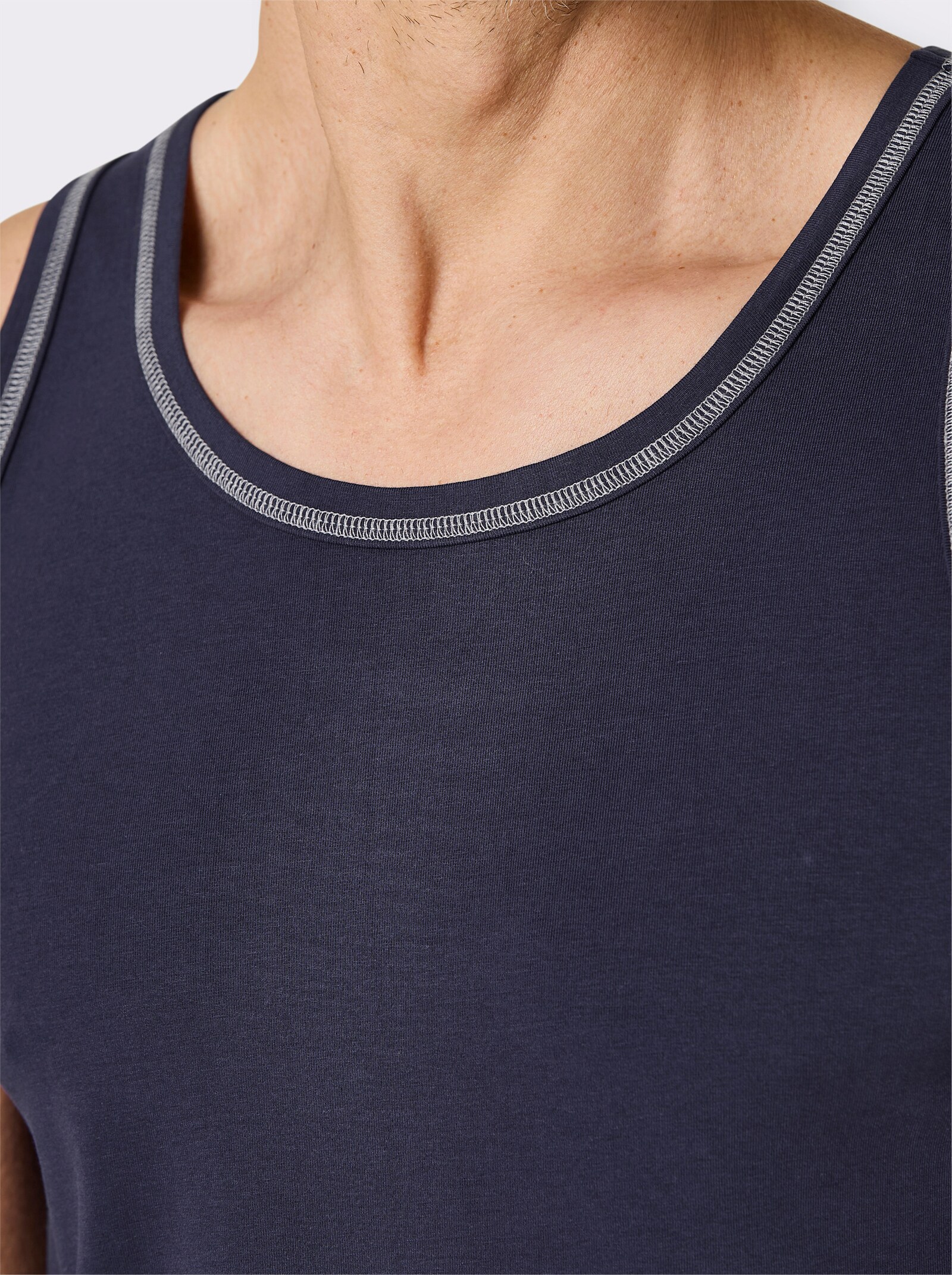 wäschepur men Unterhemd - marine + anthrazit-meliert