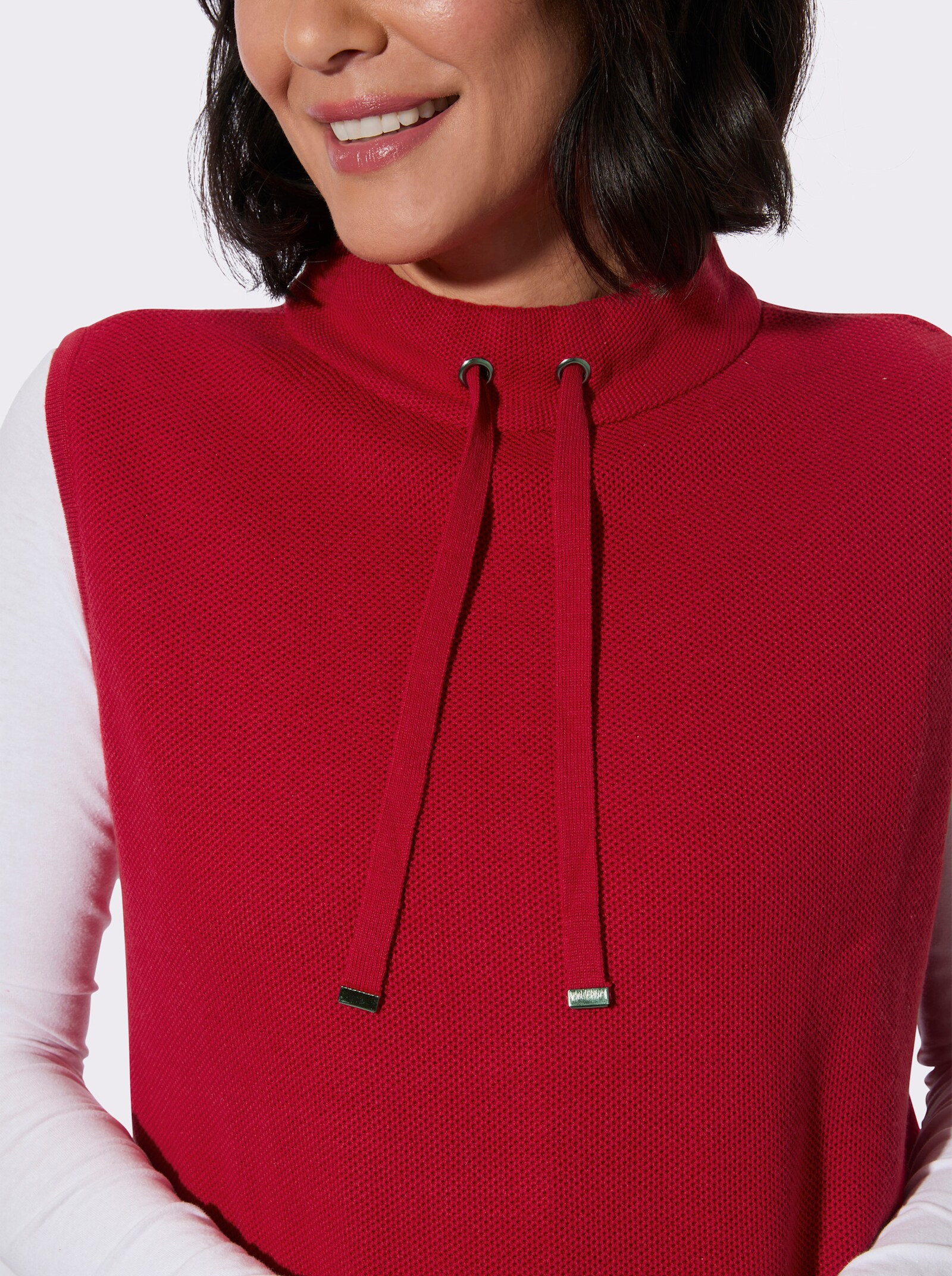 Pullunder mit Ripp-Stehkragen - rot
