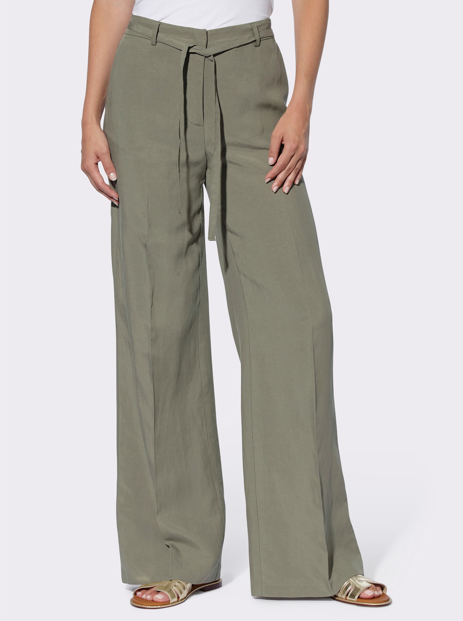 heine Leinenhose im Marlene-Stil - khaki