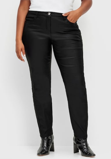 sheego Thermohose in schmaler Form, beschichtet - schwarz