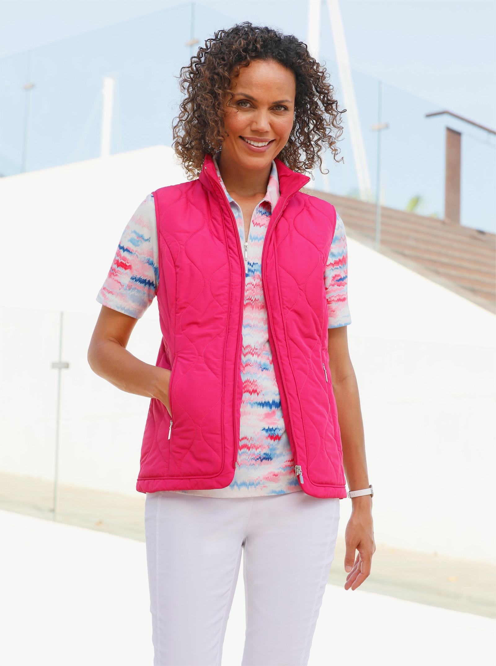 Steppweste im Wellenmuster - fuchsia