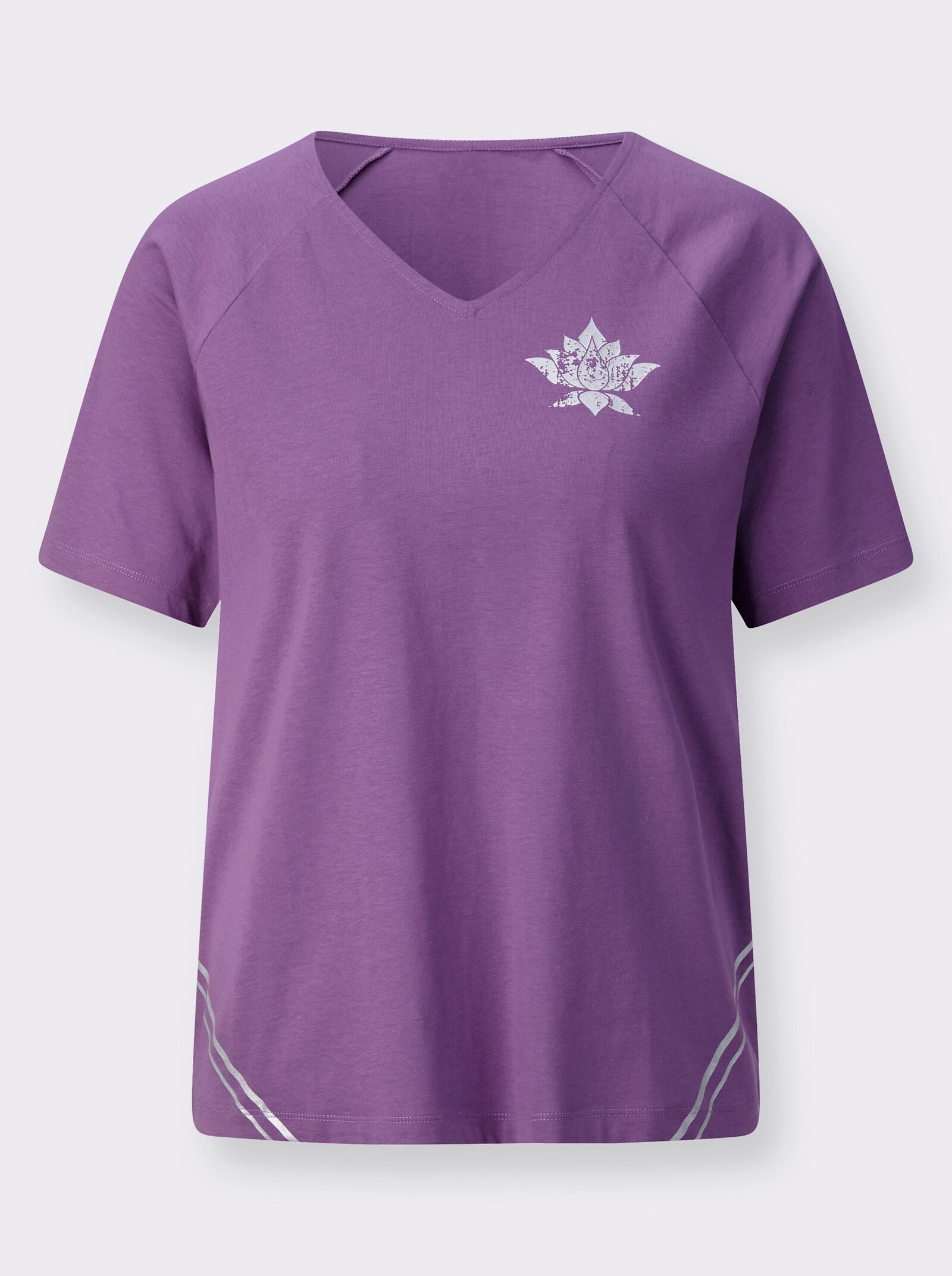 Kurzarmshirt mit Foliendruck - lila