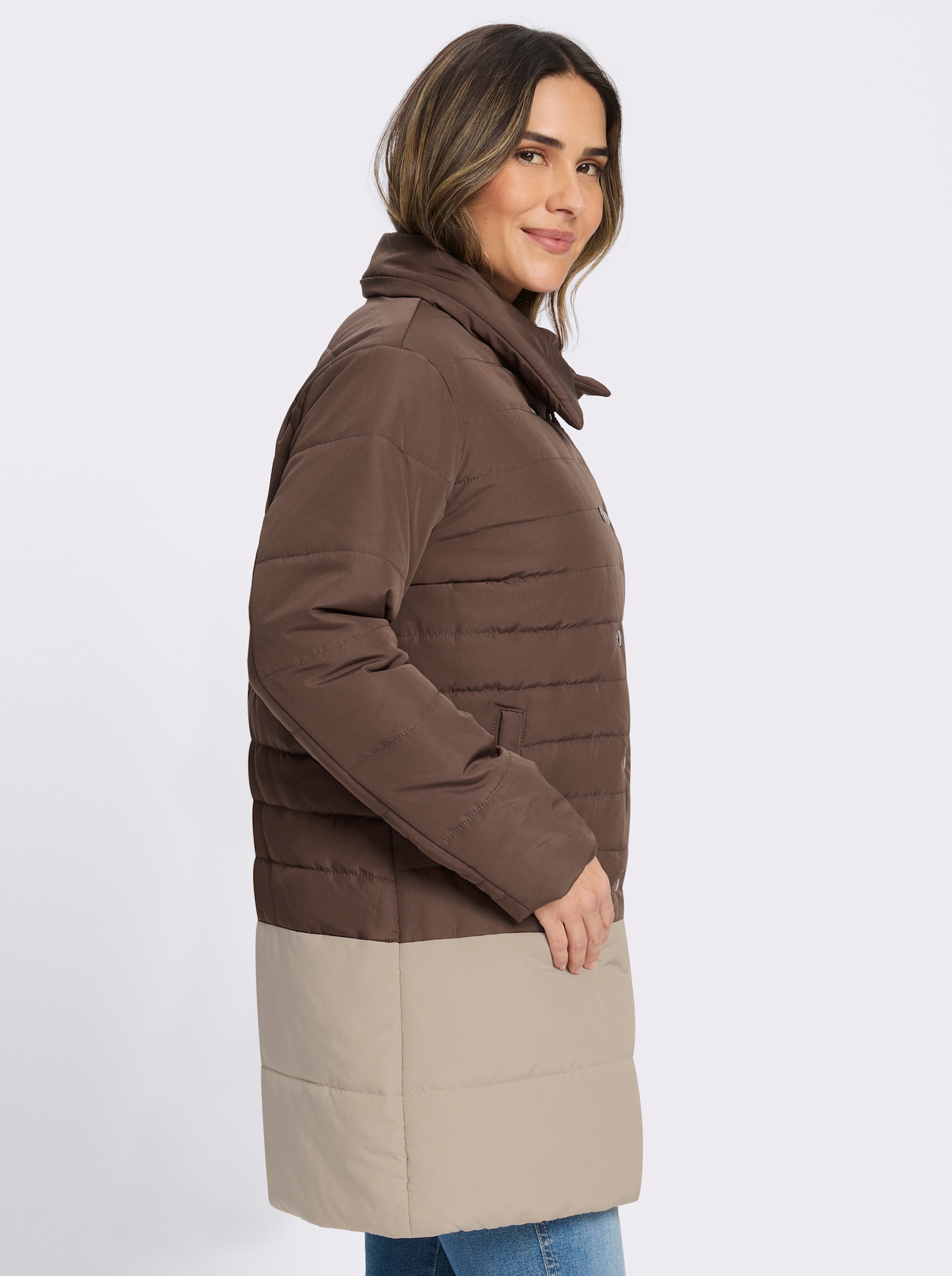 Steppjacke mit wärmender Wattierung - schoko-beige