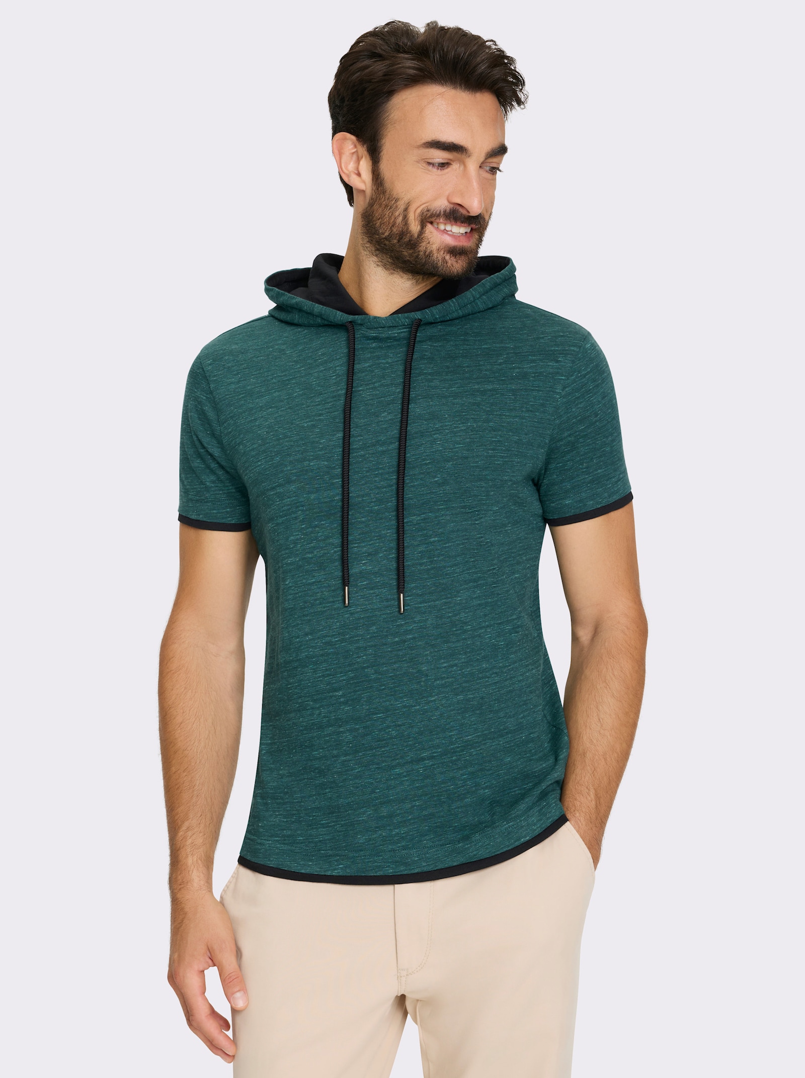 Catamaran Kapuzenshirt in Melange-Optik - petrol-mint-meliert