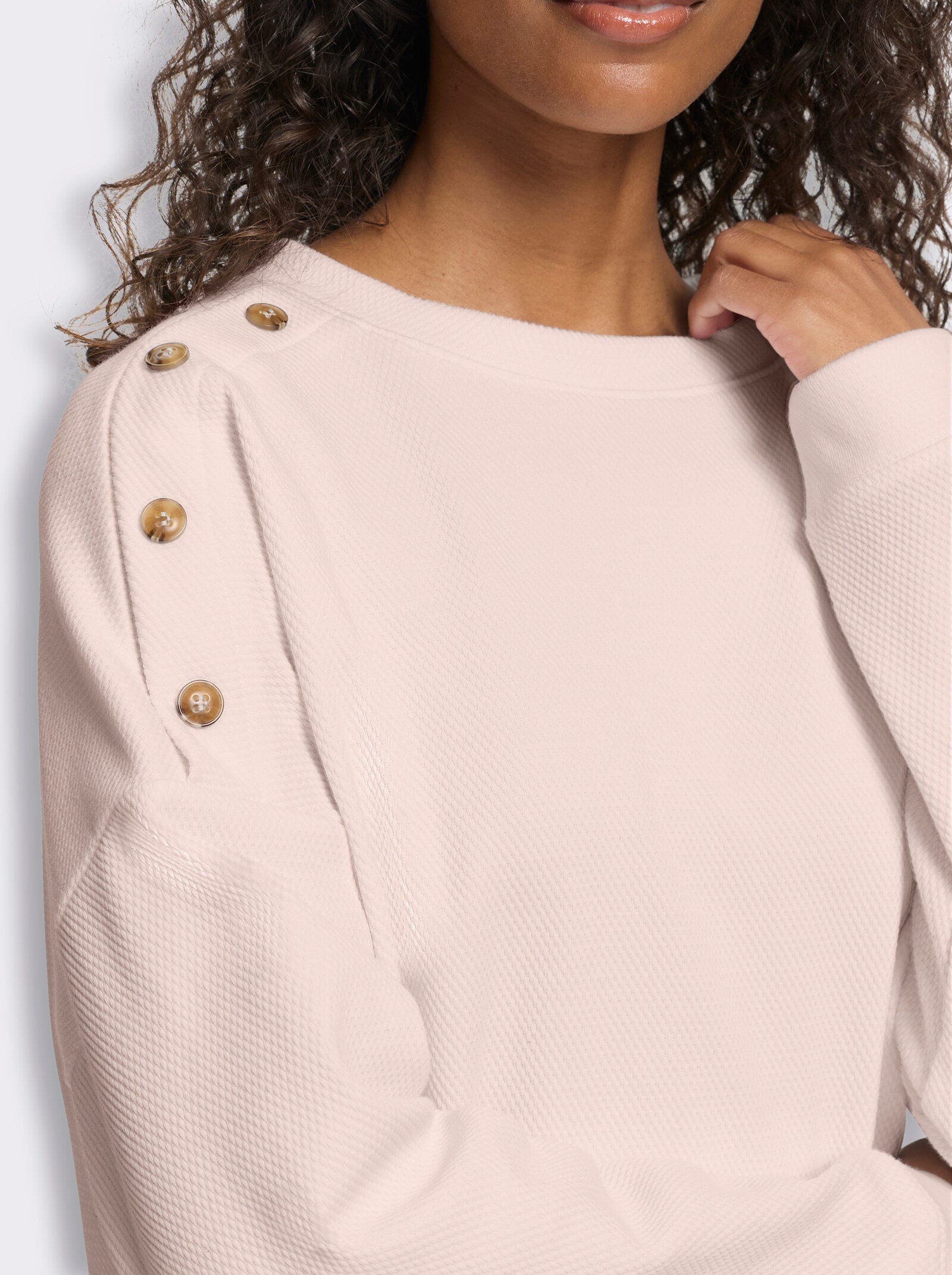 heine Langarmshirt mit Waffelstruktur - puder