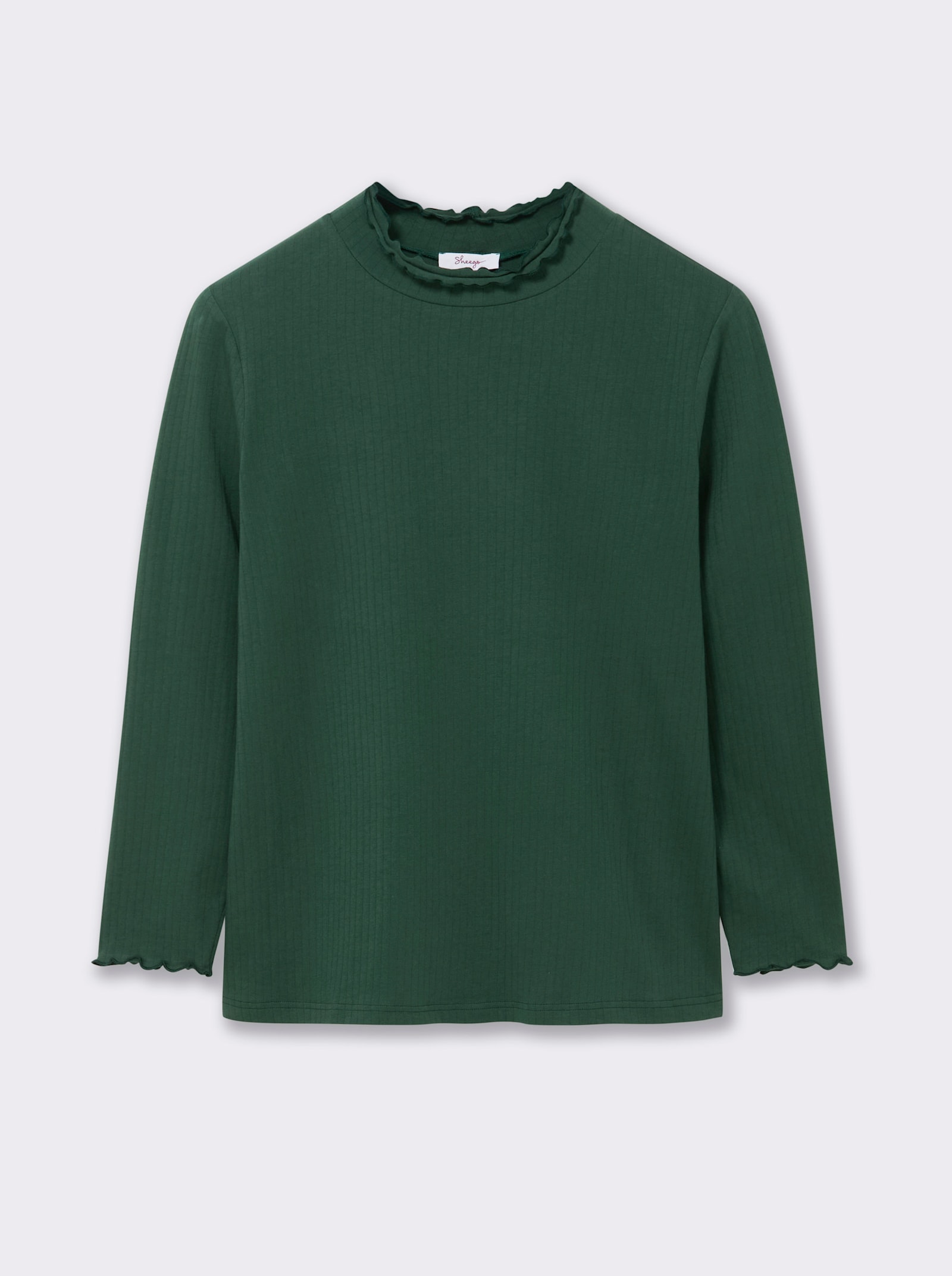 sheego Rollkragenshirt mit Baby-Lock-Nähten - moos