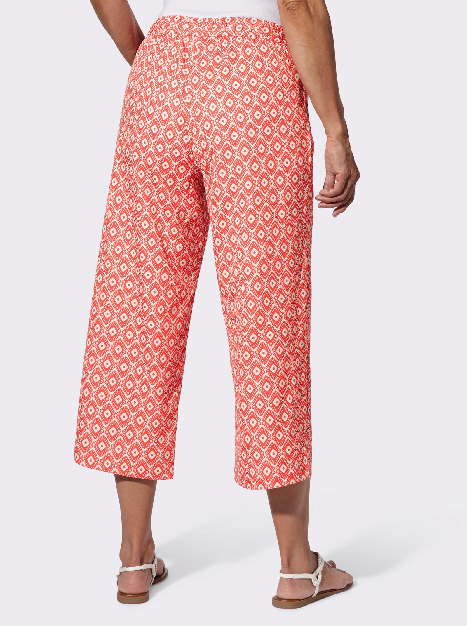 7/8-Hose in weiter Form - ecru-hummer-bedruckt