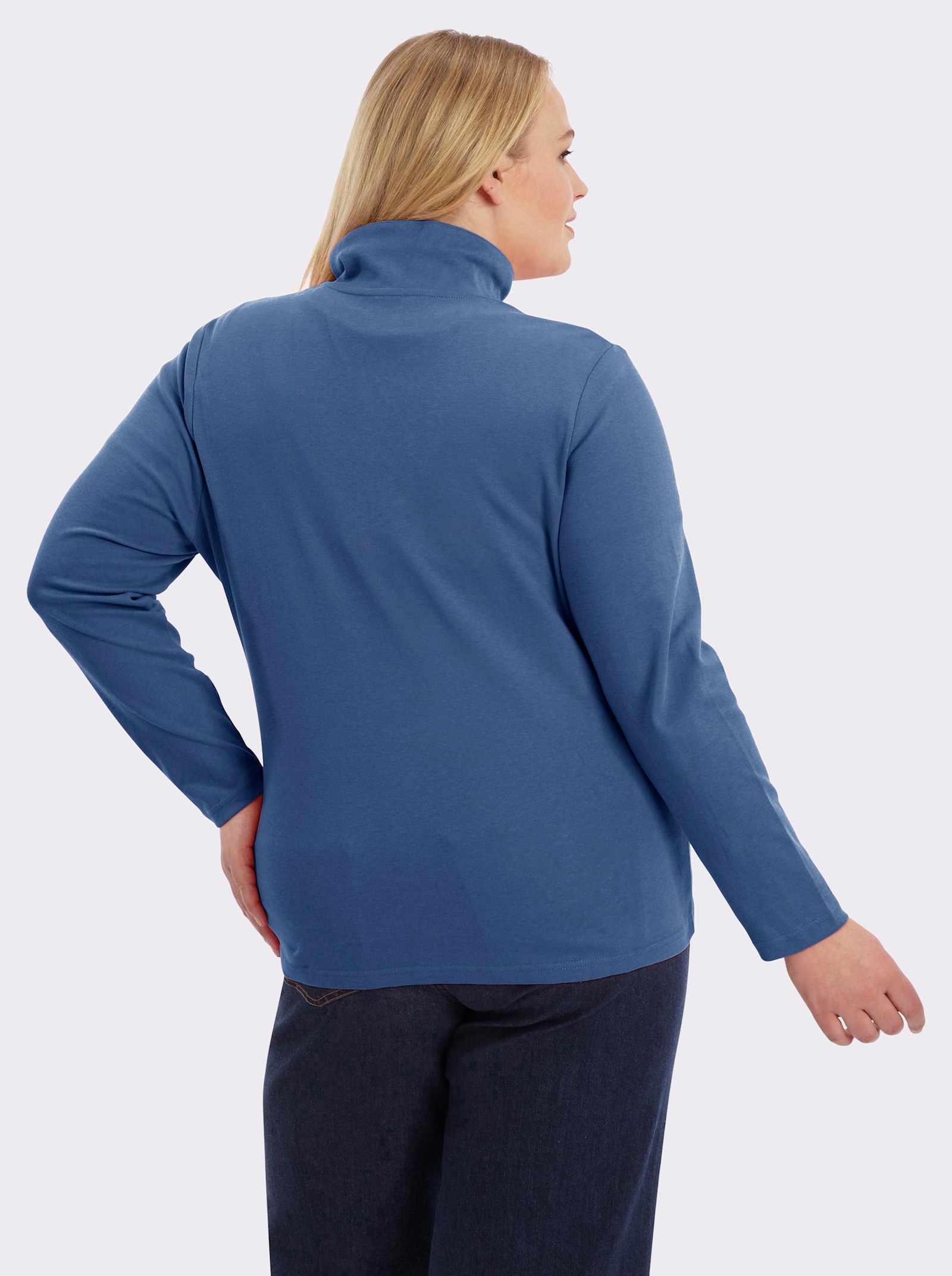 Sweatjacke aus Interlock-Jersey, formstabil - jeansblau