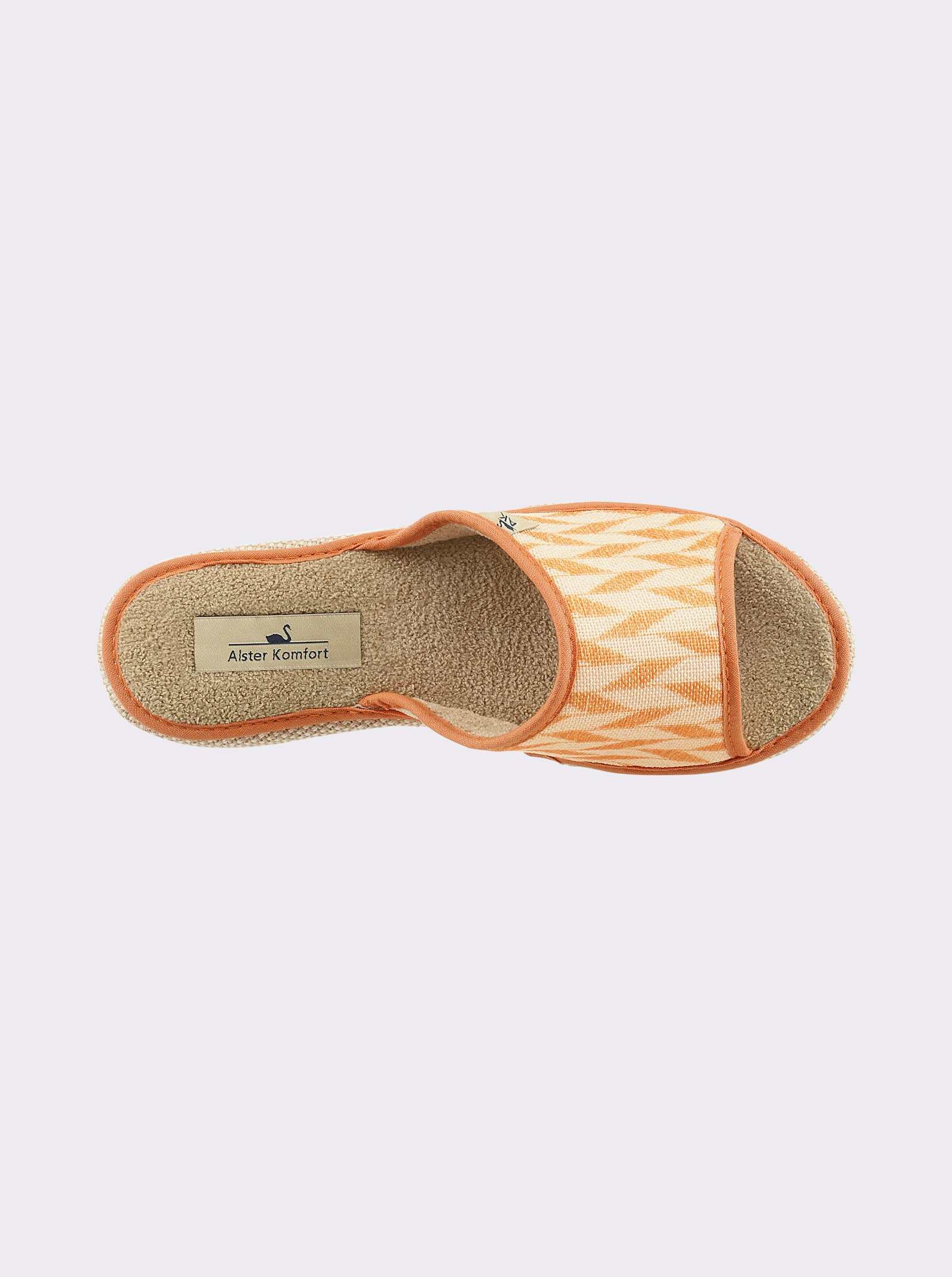 Pantolette mit Keilabsatz - orange-gemustert