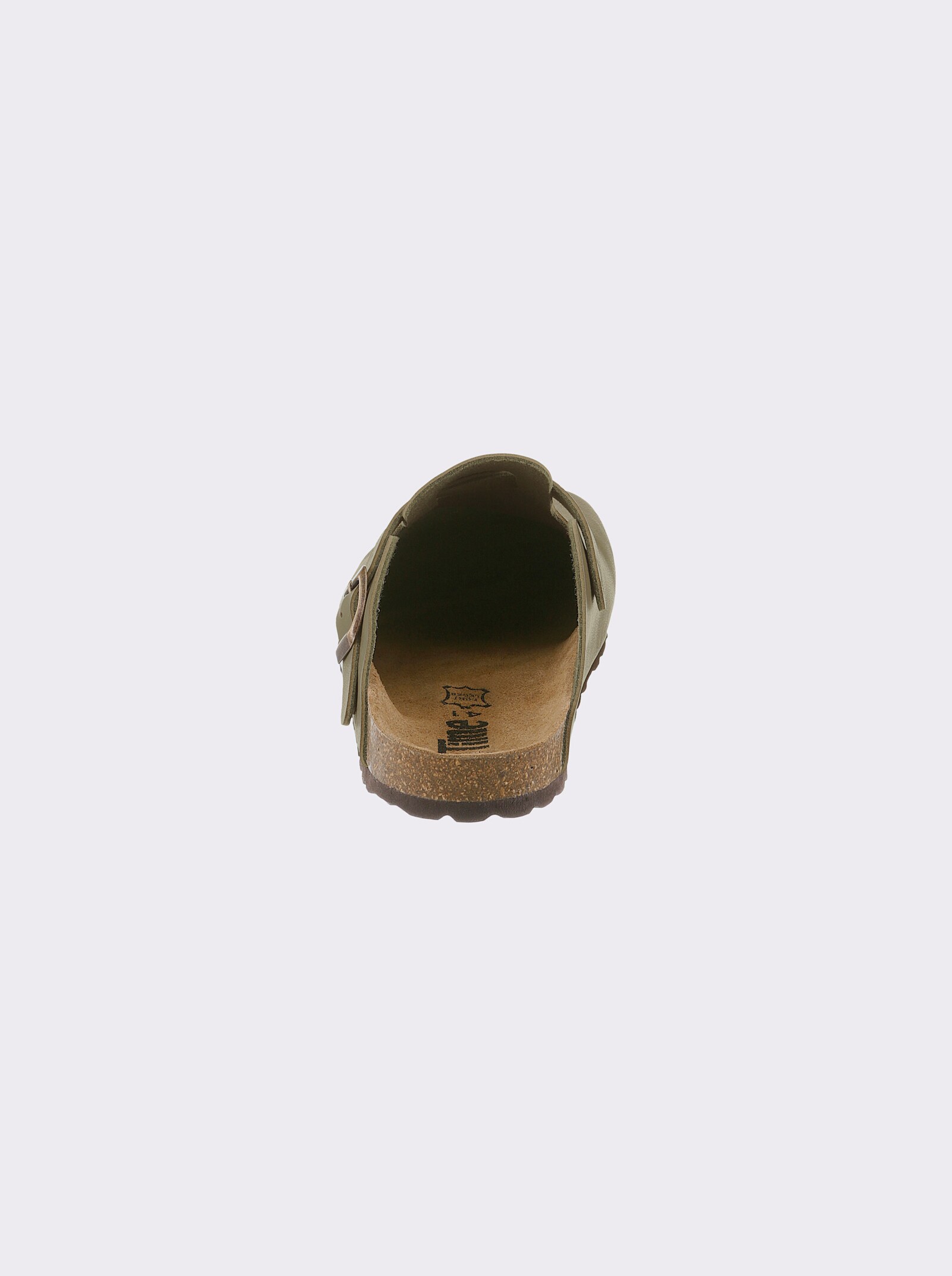 Bio Time Pantoffel aus Leder-Imitat, kräftige Füße - khaki
