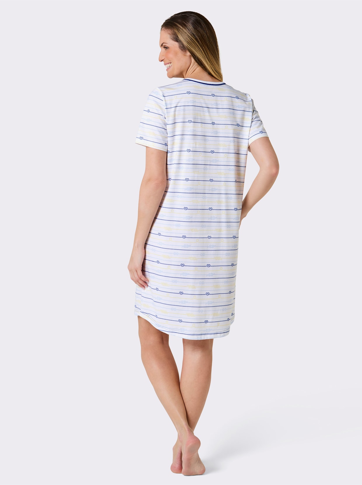 wäschepur Sleepshirt - weiß-royalblau-bedruckt