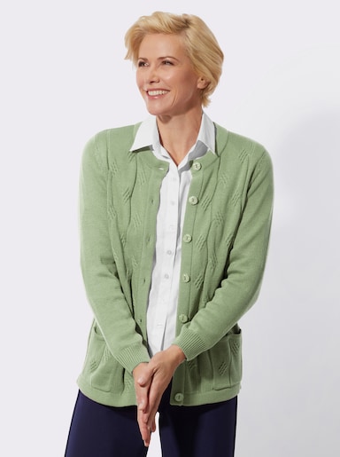 Strickjacke mit Zopfmuster - eucalyptus