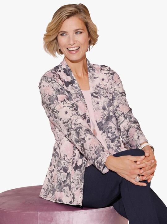 Blusenjacke - rosé-grau-bedruckt