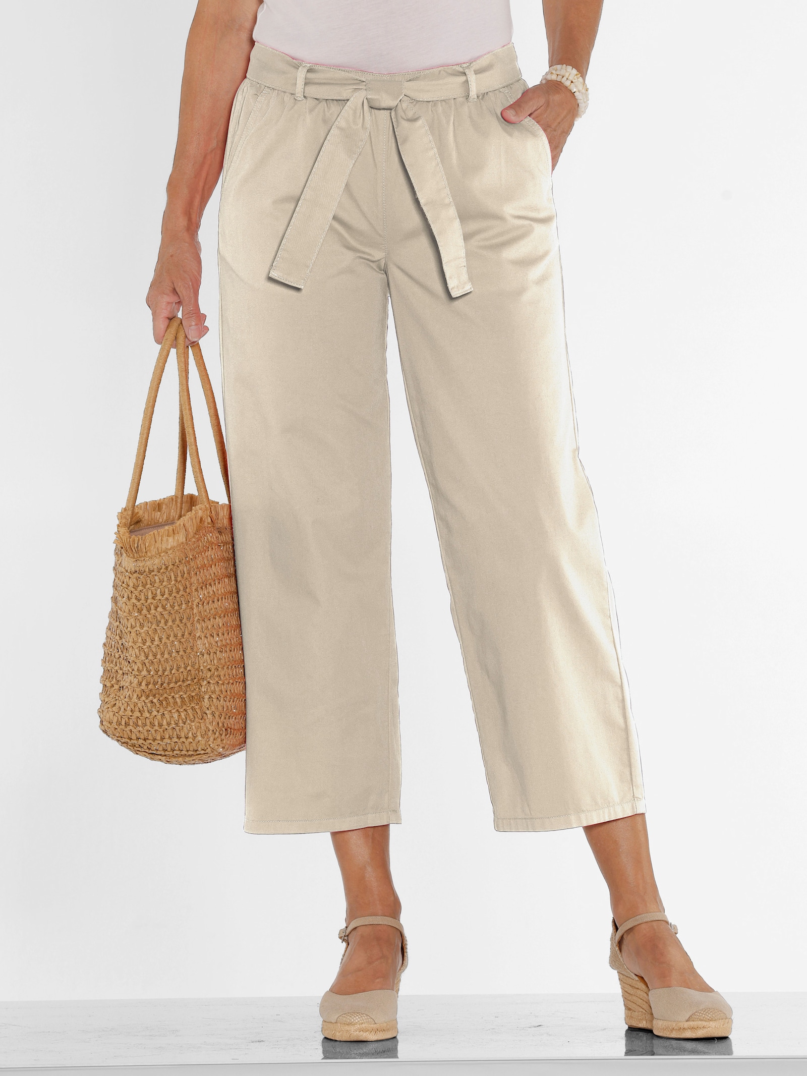 Culotte met afneembare bindceintuur - zand