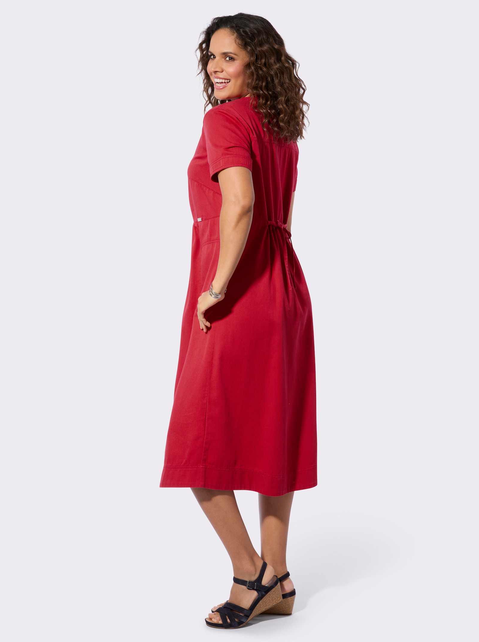 Jeanskleid aus luftiger Baumwolle - erdbeere