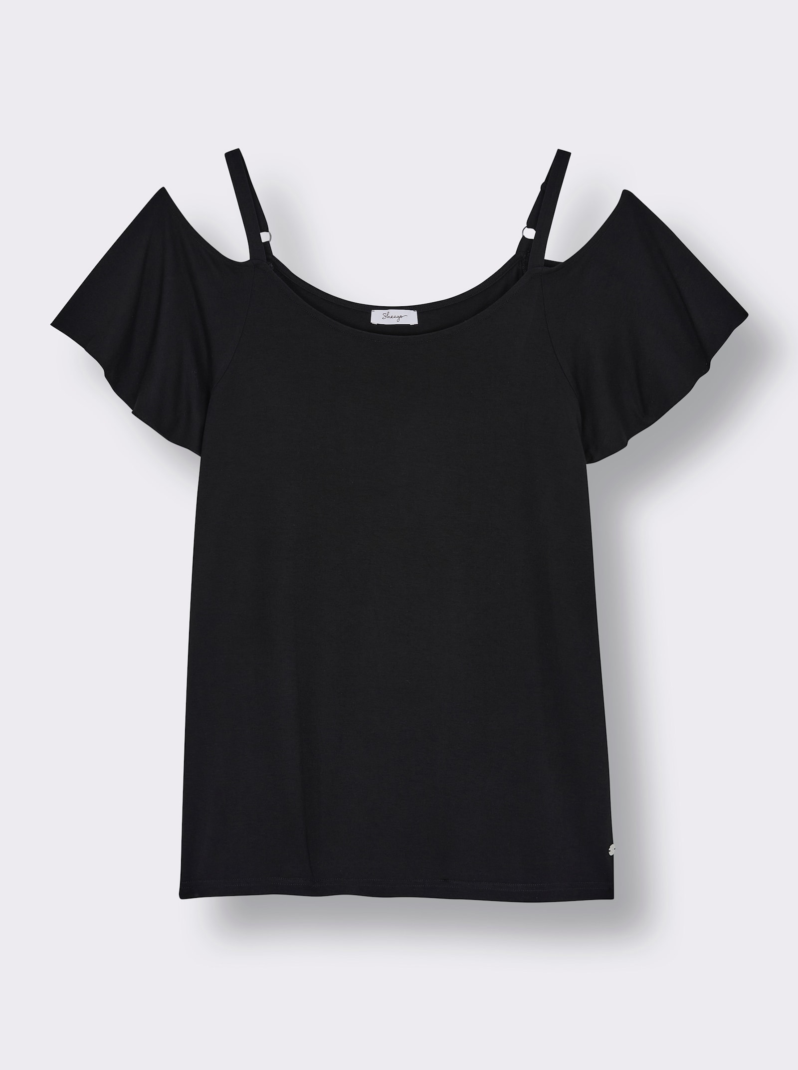 sheego Carmenshirt mit fixierten Trägern - schwarz