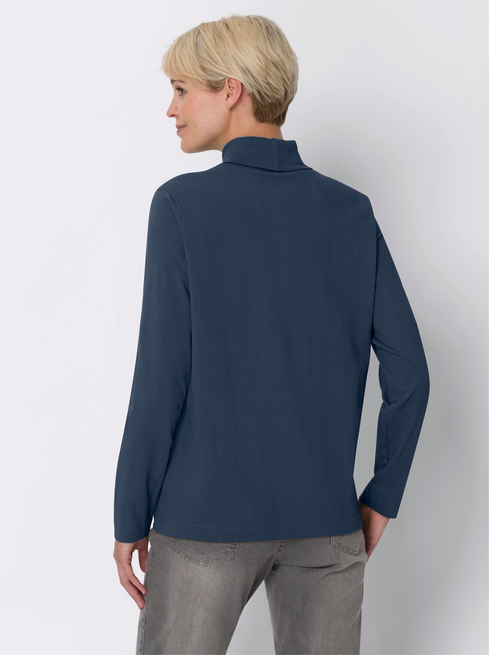Rollkragenshirt mit langen Ärmeln - dunkelblau