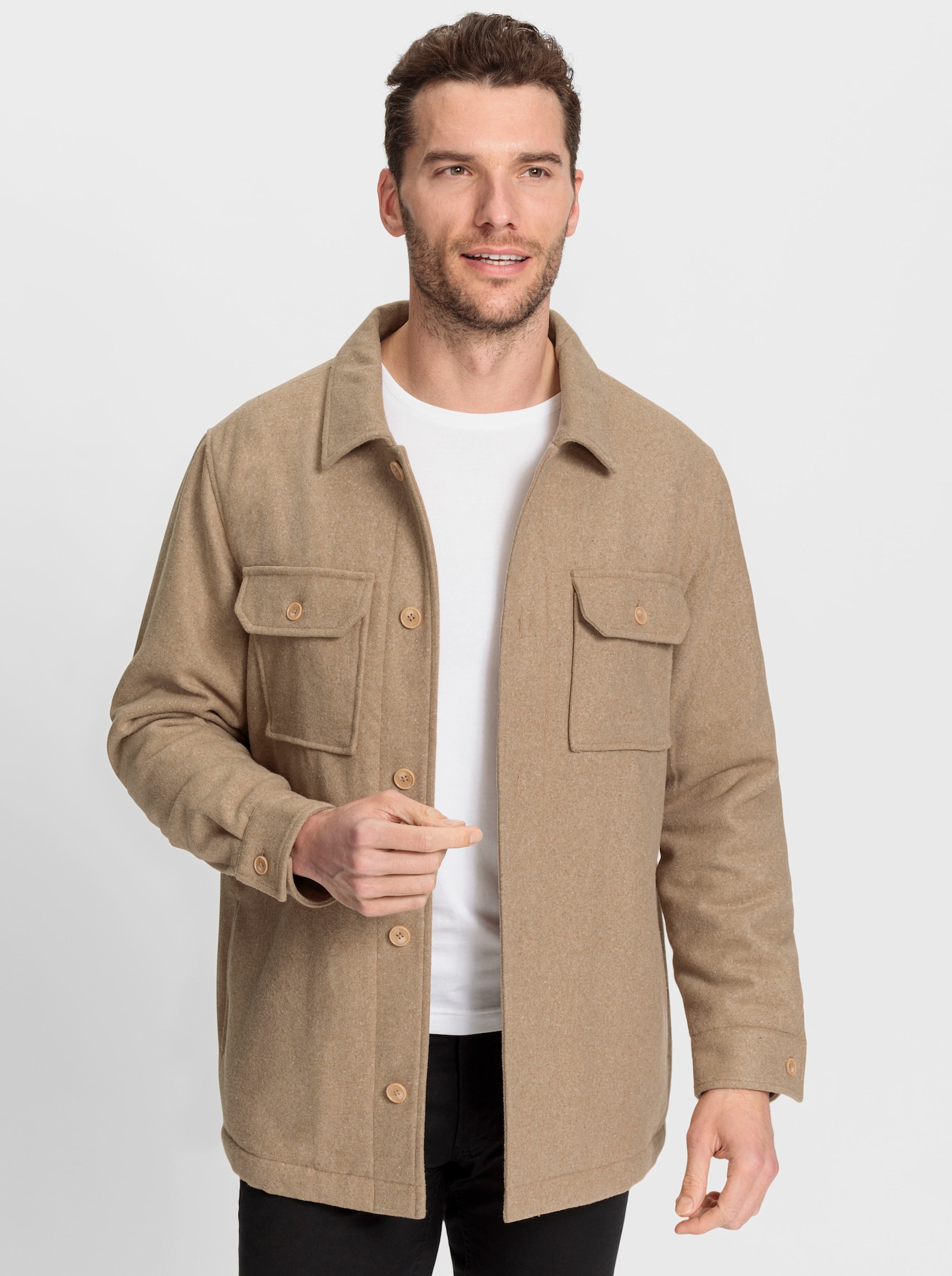 Marco Donati Longjacke in Woll-Optik - camel-meliert