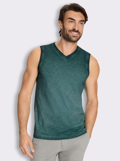 V-Shirt ärmellos, aus Baumwolle - petrol