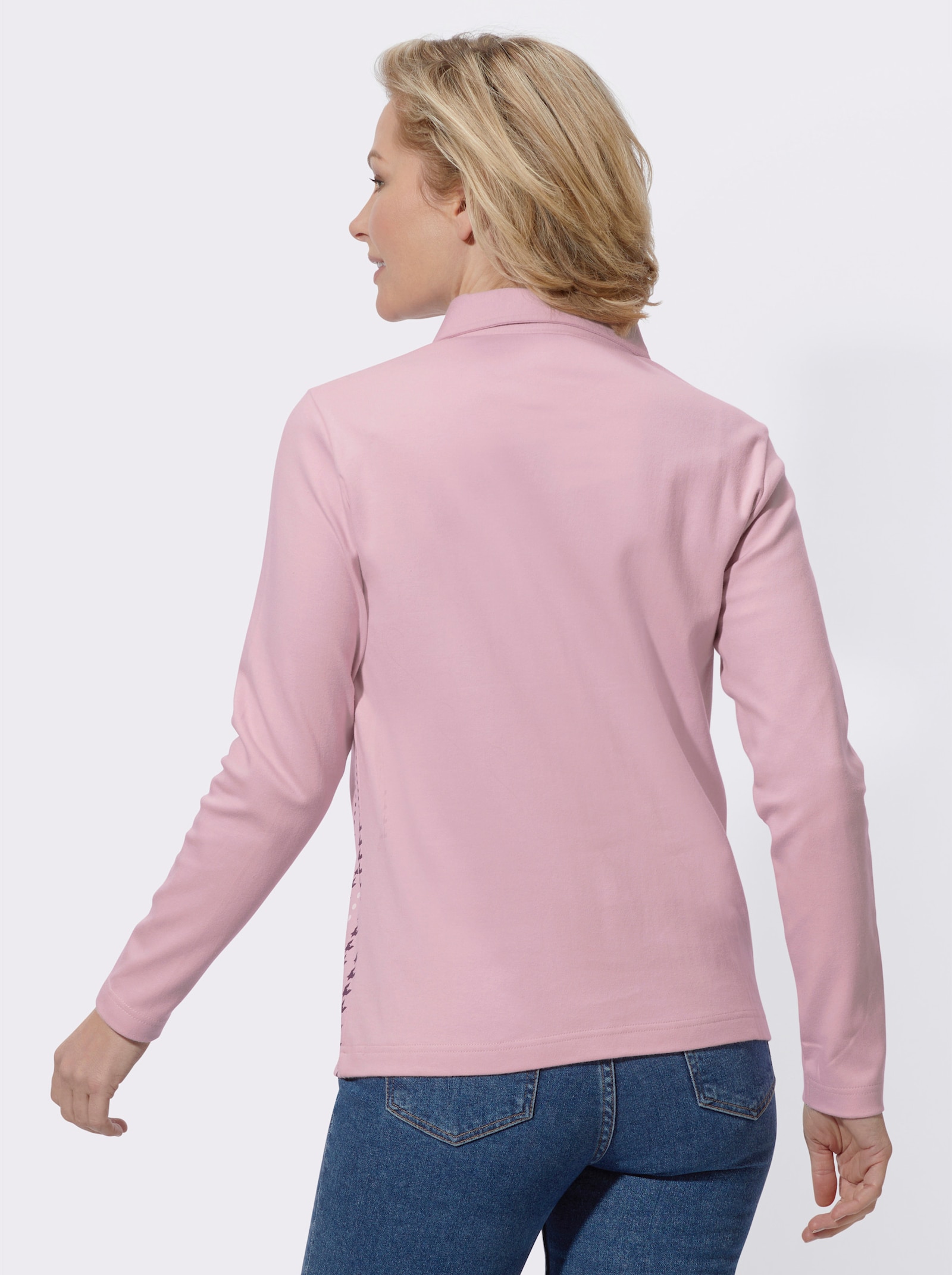 Poloshirt in Interlock-Qualität - rosé-bedruckt