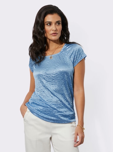Kurzarmshirt in strukturierter Qualität - himmelblau