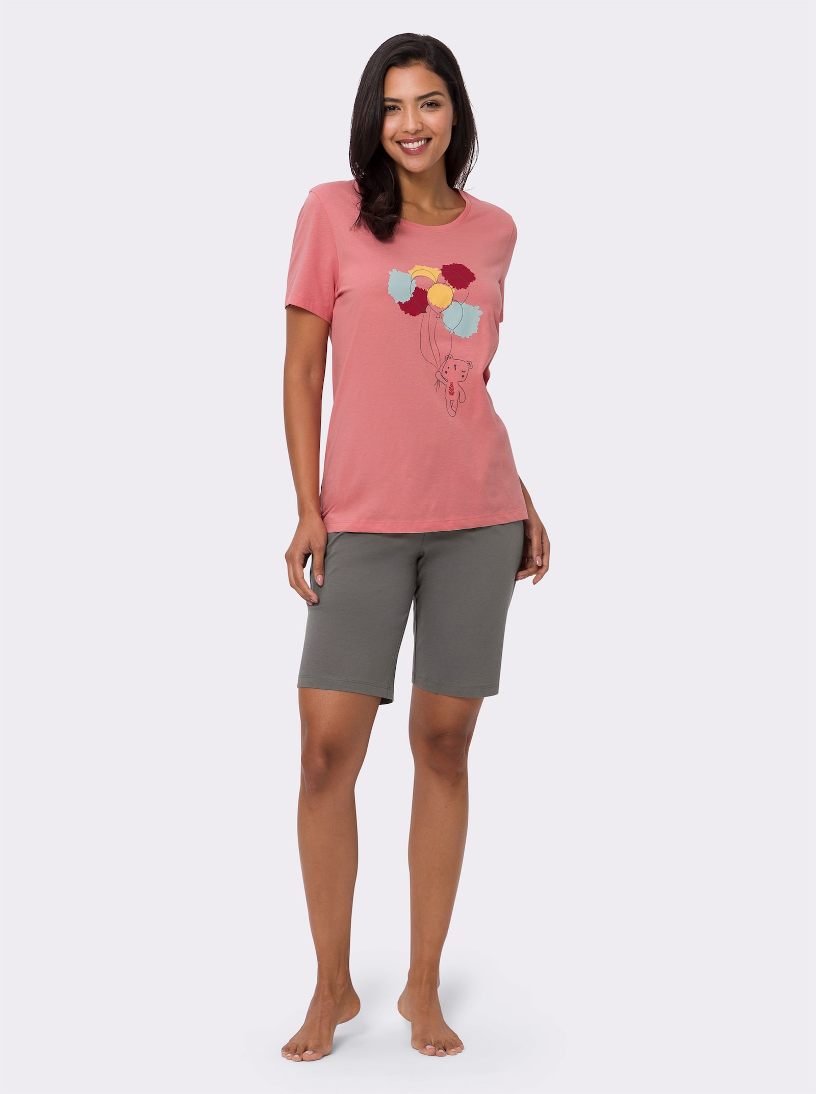 Krátke pyžamo, čistá bavlna - Plamen.-antracit.