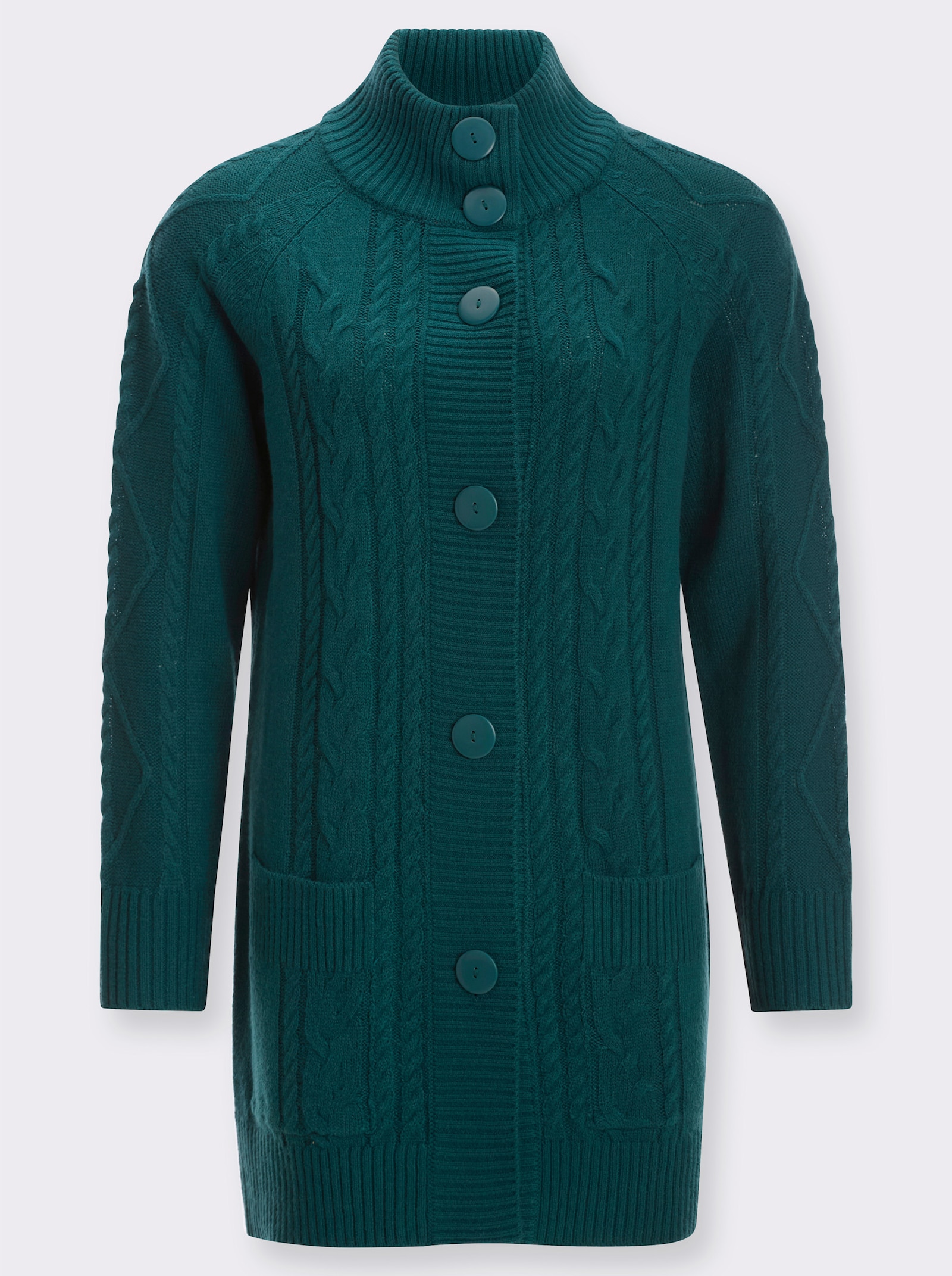 Vest met averecht gebreid patroon en kabelbreipatroon - petrol