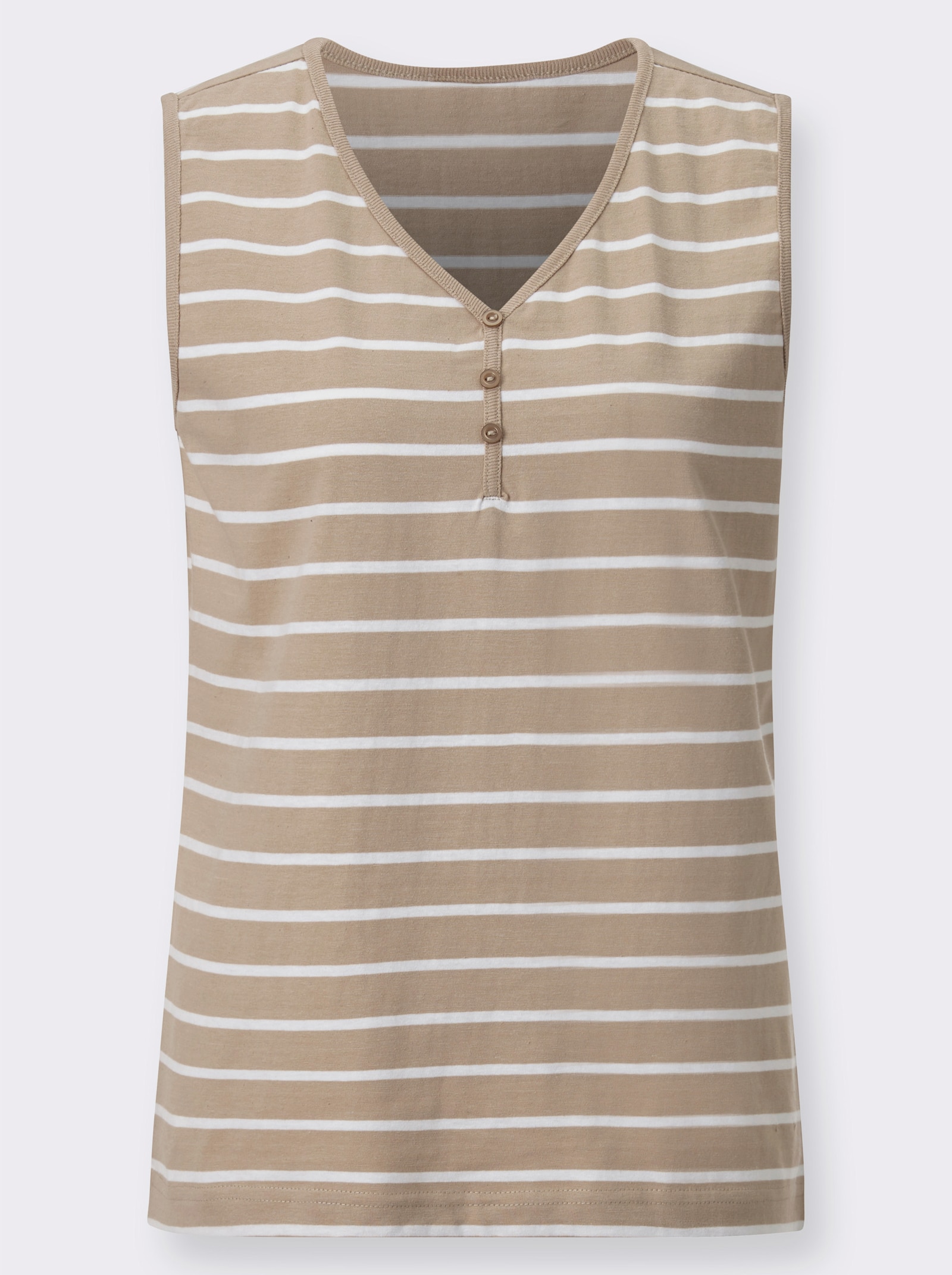 Shirttop mit garngefärbtem Ringel - beige-weiß-geringelt