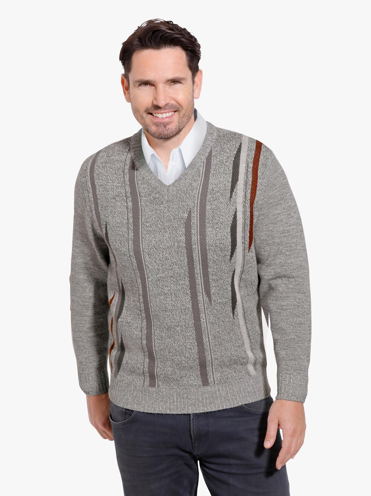 Pullover - lichtgrijs gemêleerd