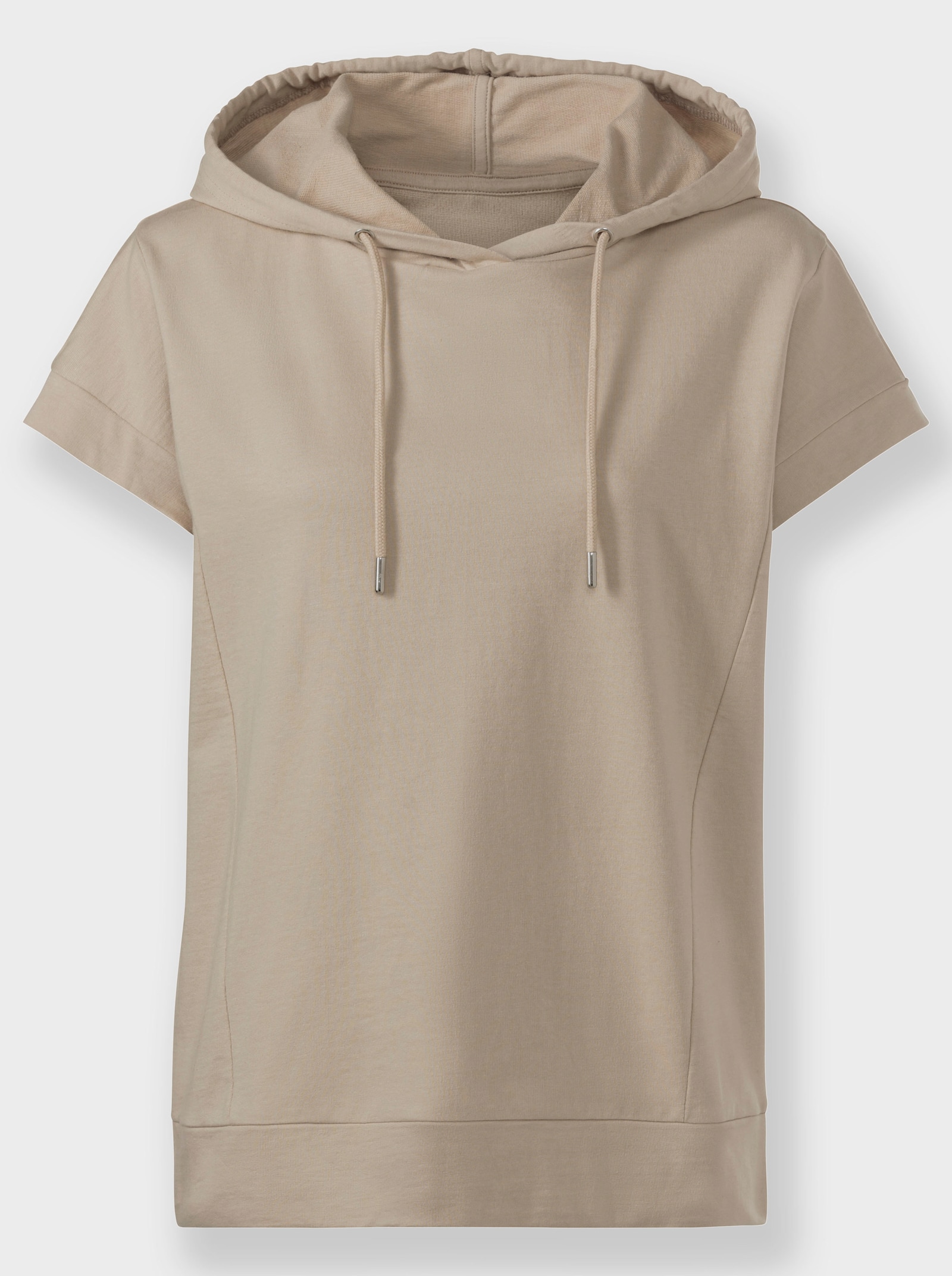Shirt met capuchon en oversized schouders - beige
