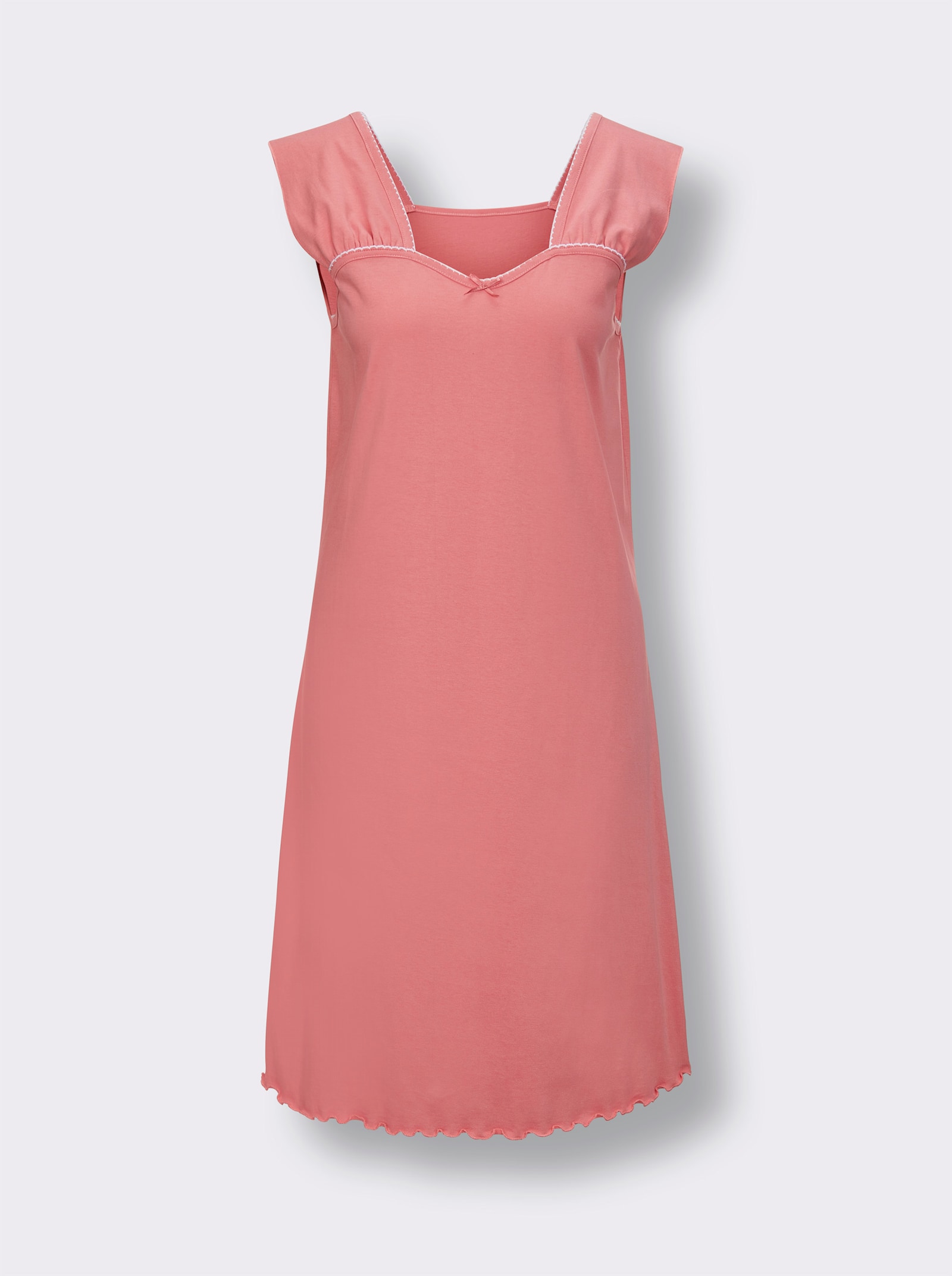 wäschepur Nachthemd in Uni und Tupfenprint - weiß-getupft + flamingo