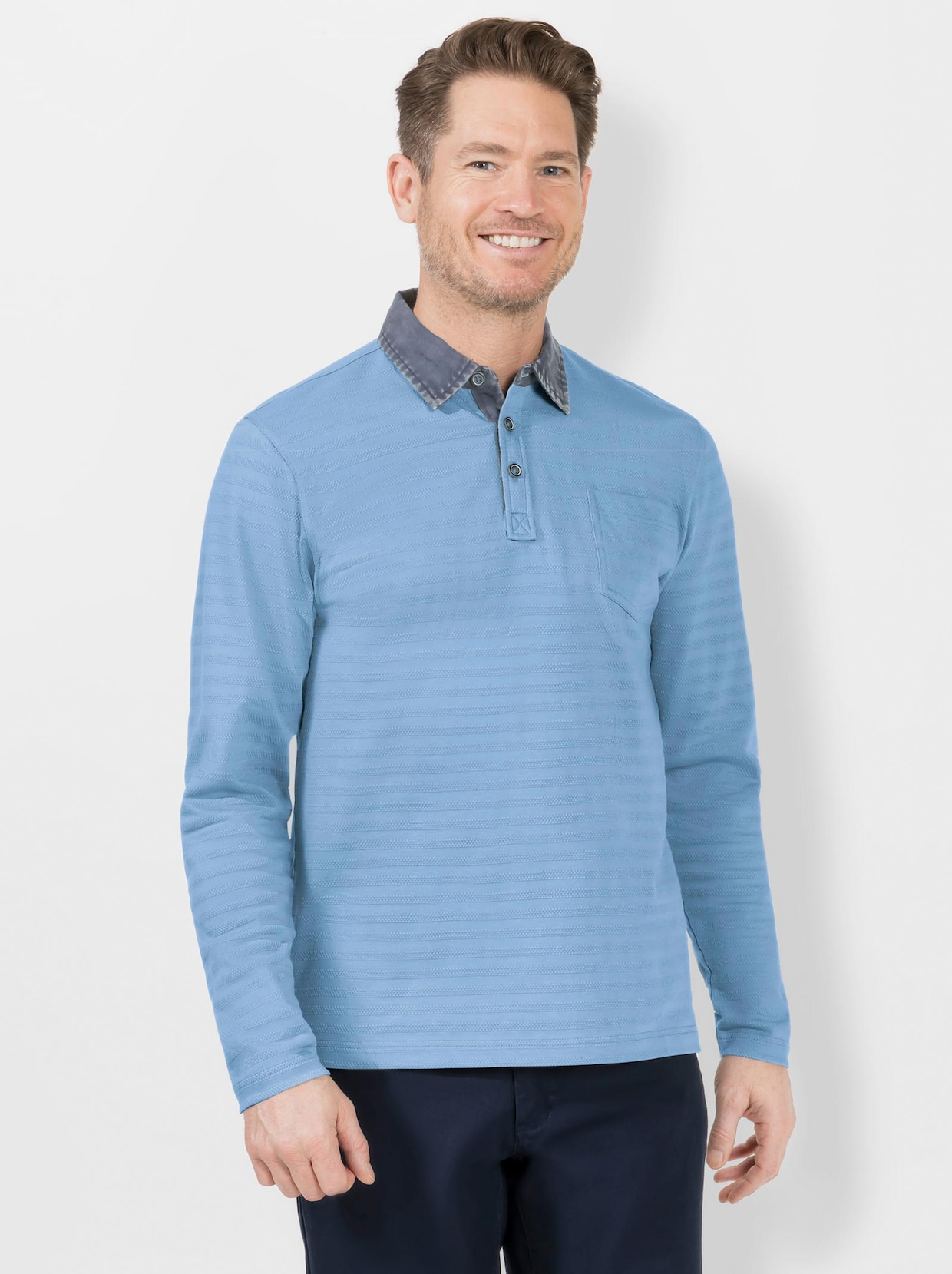 Marco Donati Langarm-Shirt - jeansblau