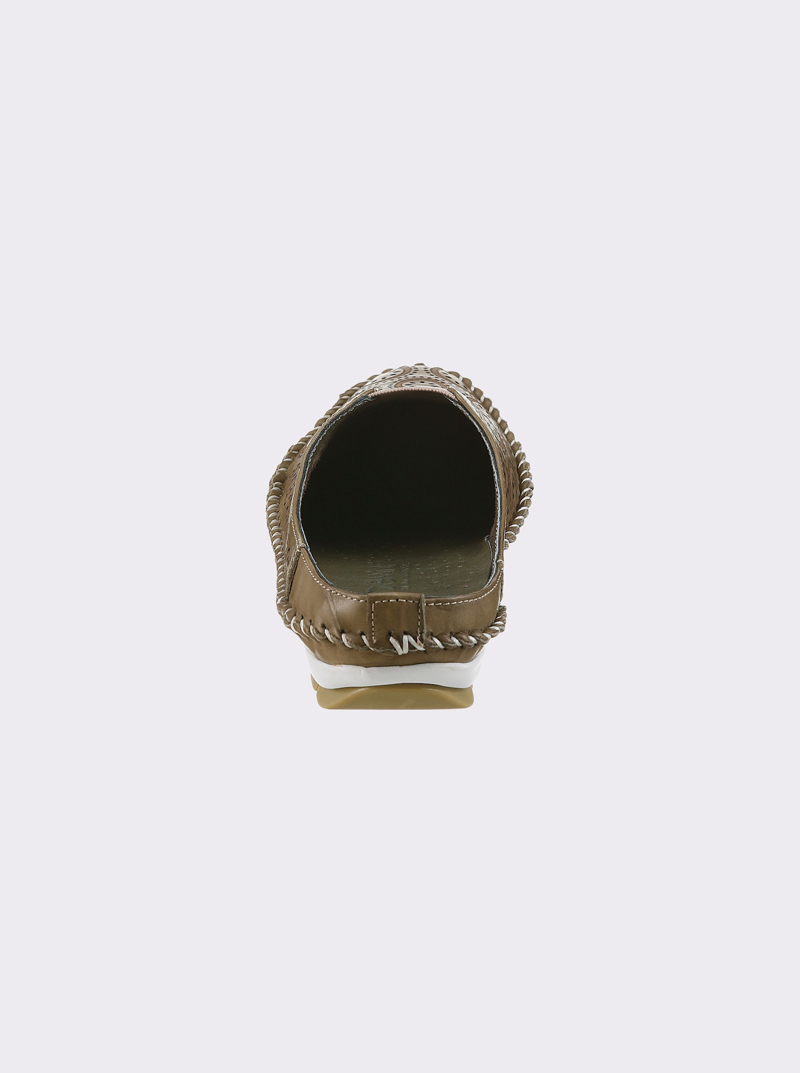 Gemini Pantolette aus Leder mit Durchbrüchen - khaki