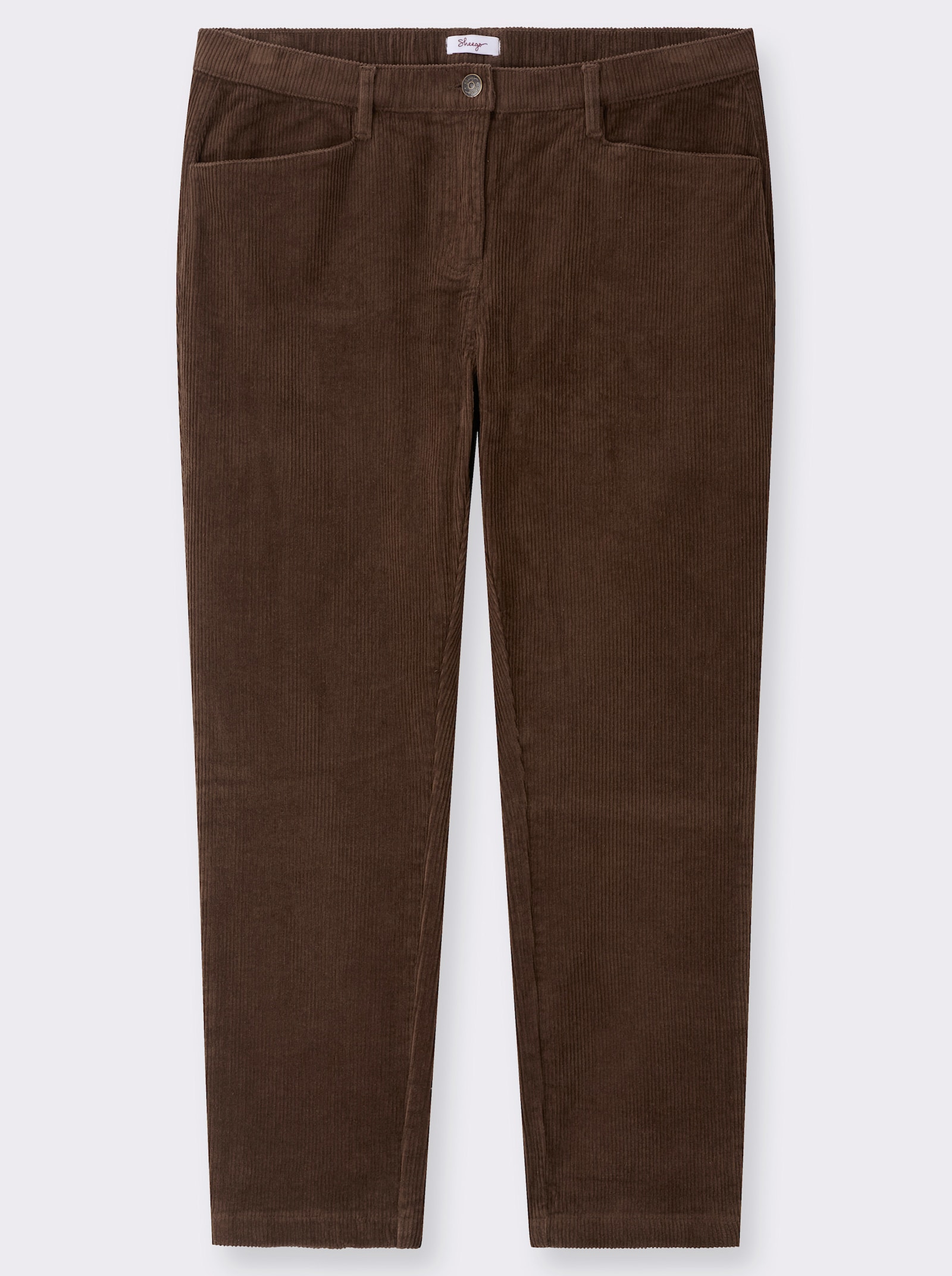 sheego Cordhose mit schmalem Bein - schoko