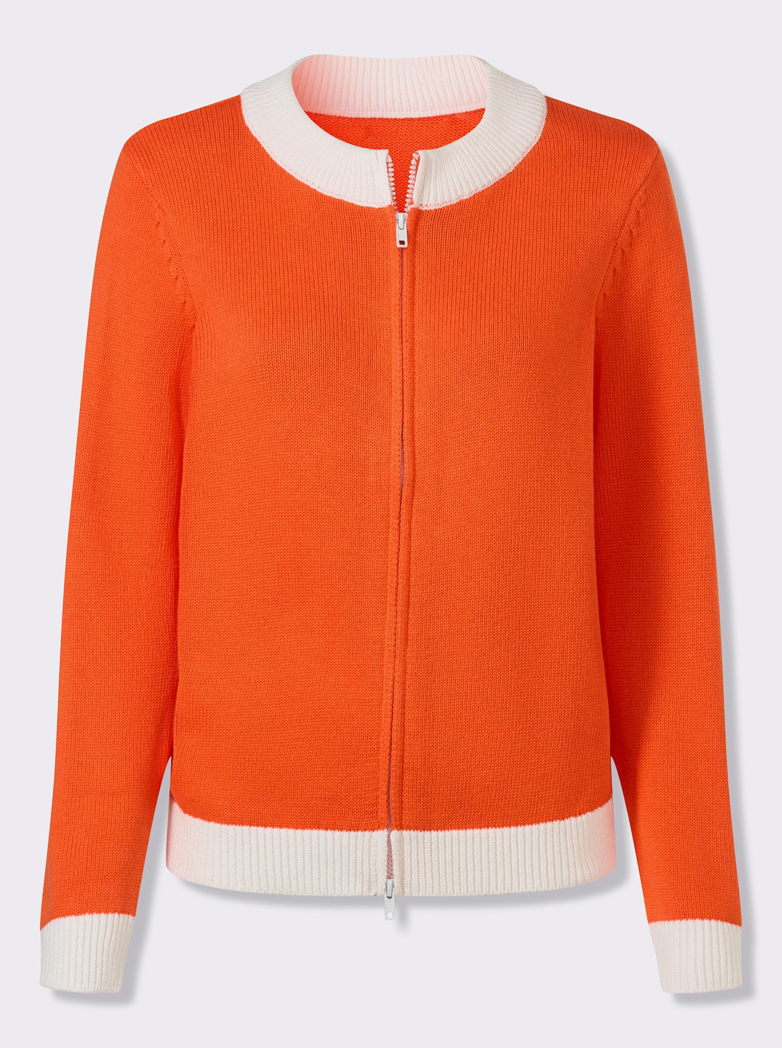 heine Strickjacke mit Blockstreifen - orange-ecru